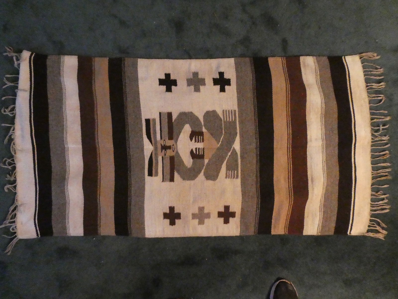 Vintage Mexican Marel Wool Serapes Rug Tapestry (1 of 8)