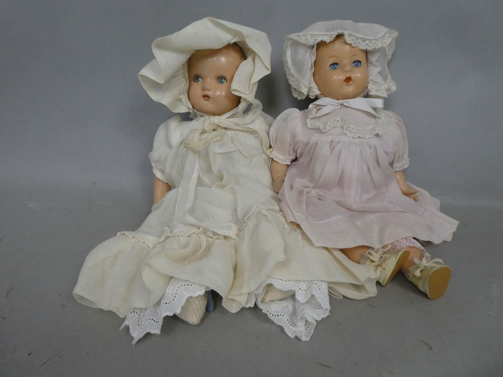 Pair Antique Composition Baby Dolls Hussman & Unmarked (1 of 12)