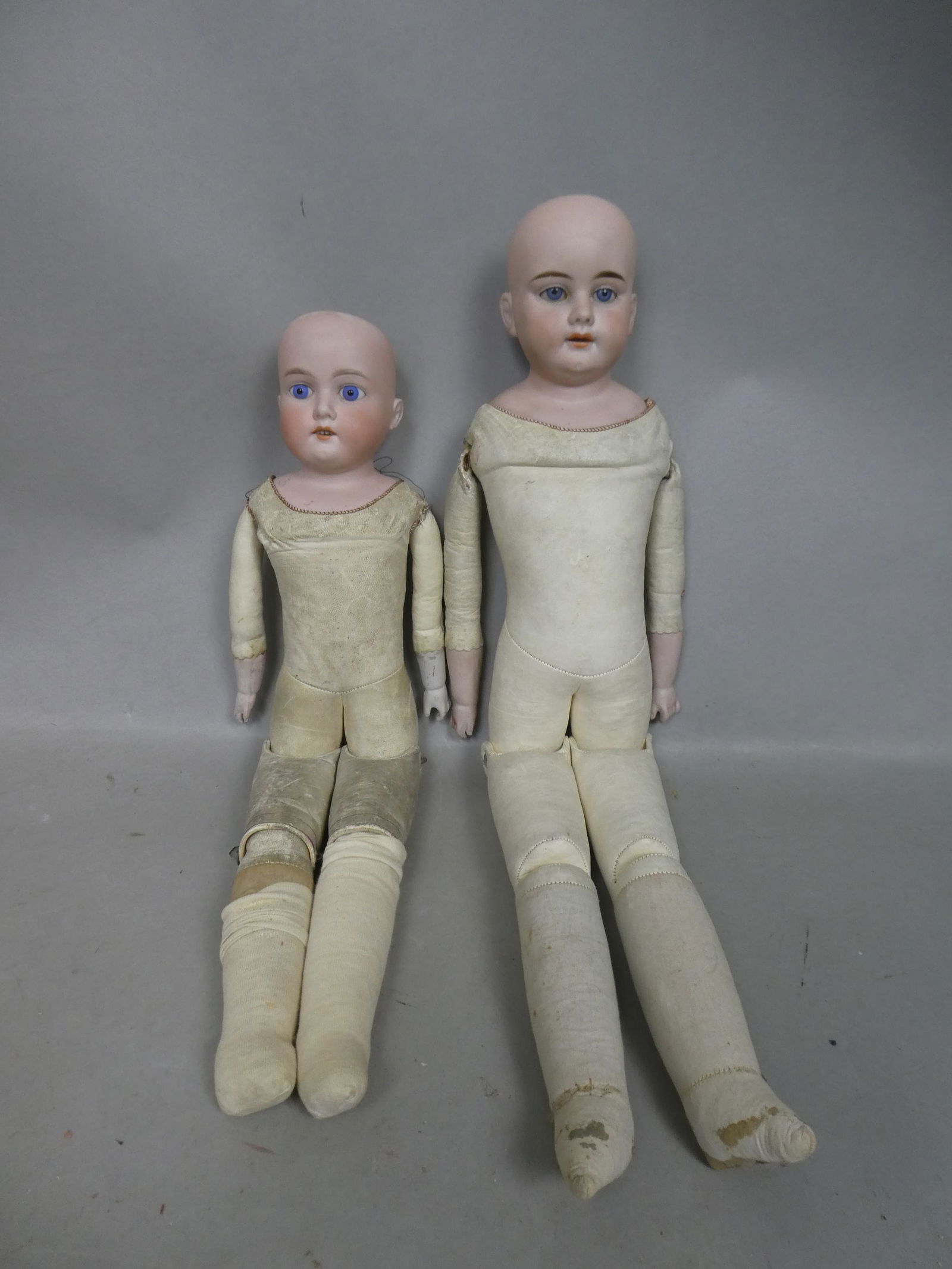 Pair Antique Porcelain Head Soft Body Dolls Armand Marseille 370 & Sch 1907 (1 of 8)