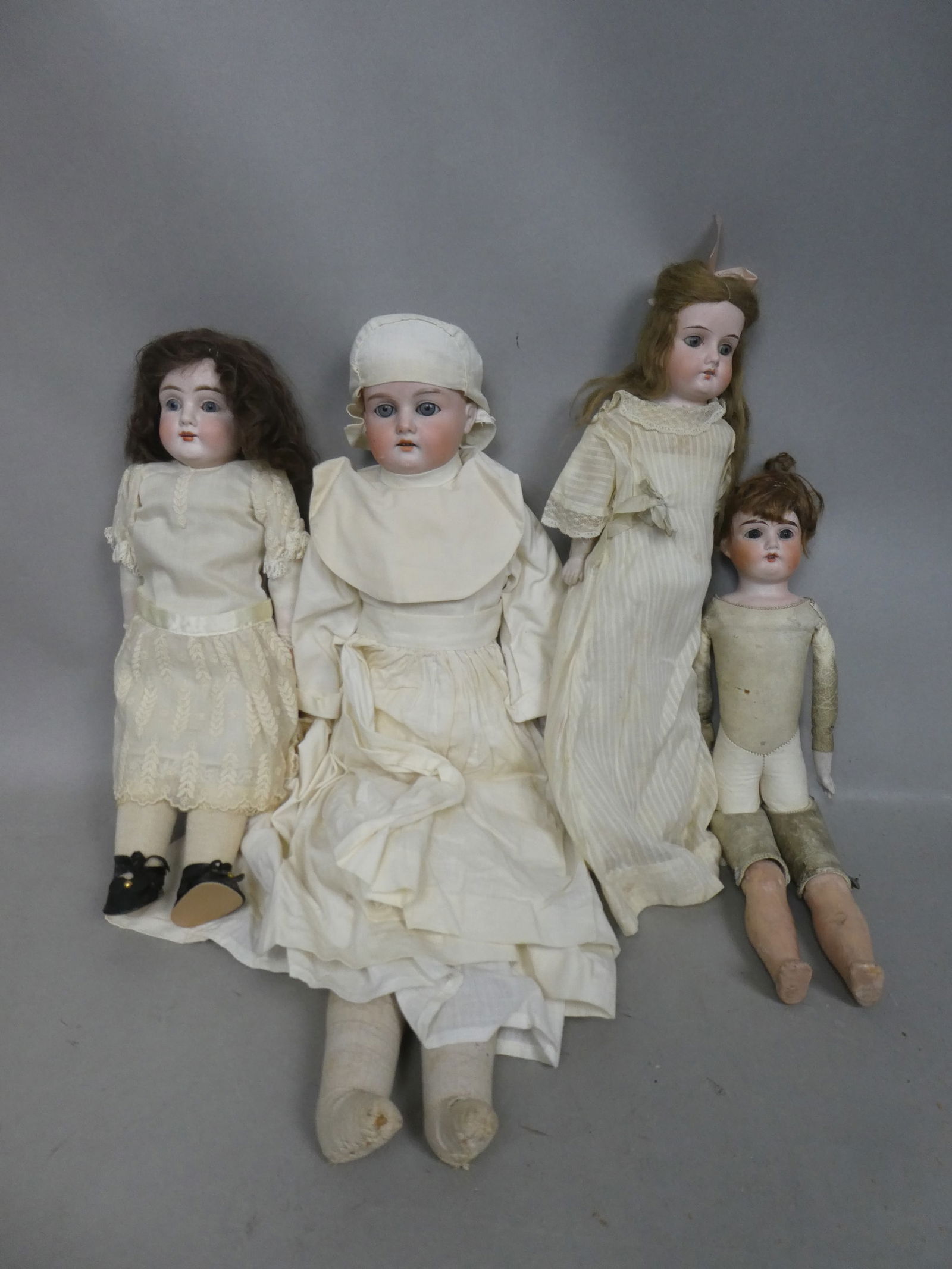 Lot 4 Antique German Porcelain Head Soft Body Dolls (1 of 13)