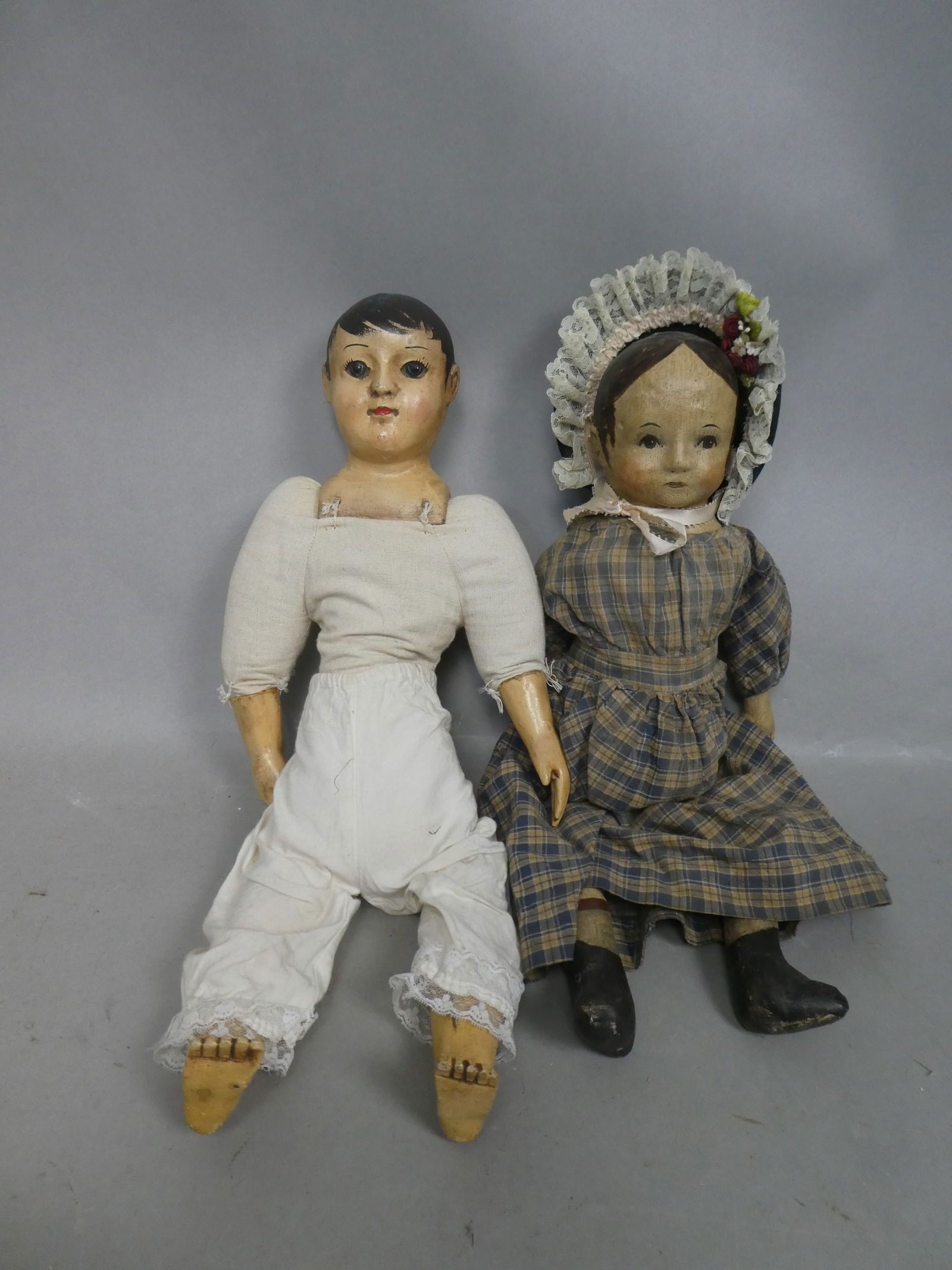 Lot 2 Folk Man & Woman Bisque & Composition Dolls (1 of 8)