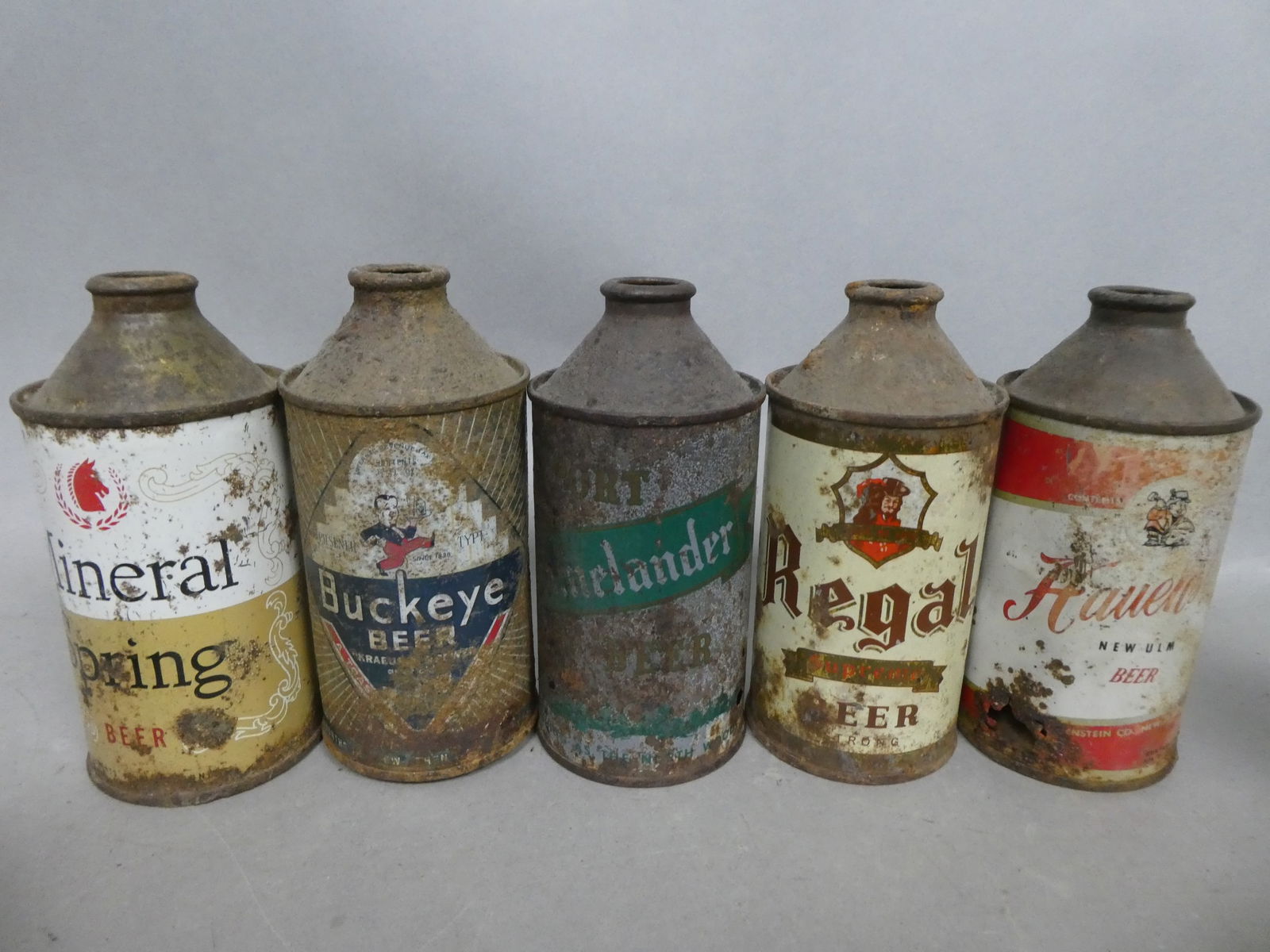 Lot 5 Cone Top Beer Cans Haven's Regal Rhinelander Buckeye Mineral Springs (1 of 7)