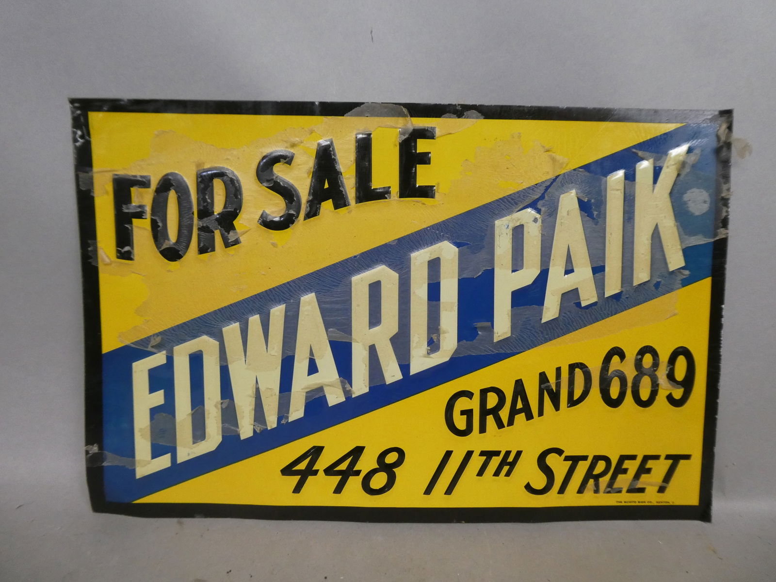Vintage Embossed Tin Litho Advertising Sign For Sale Edward Paik (1 of 6)
