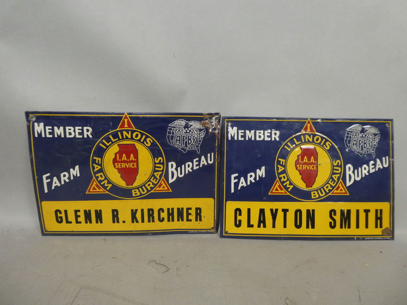 Pair Illinois Farm Bureaus Member AFBF Embossed Tin Signs (1 of 4)