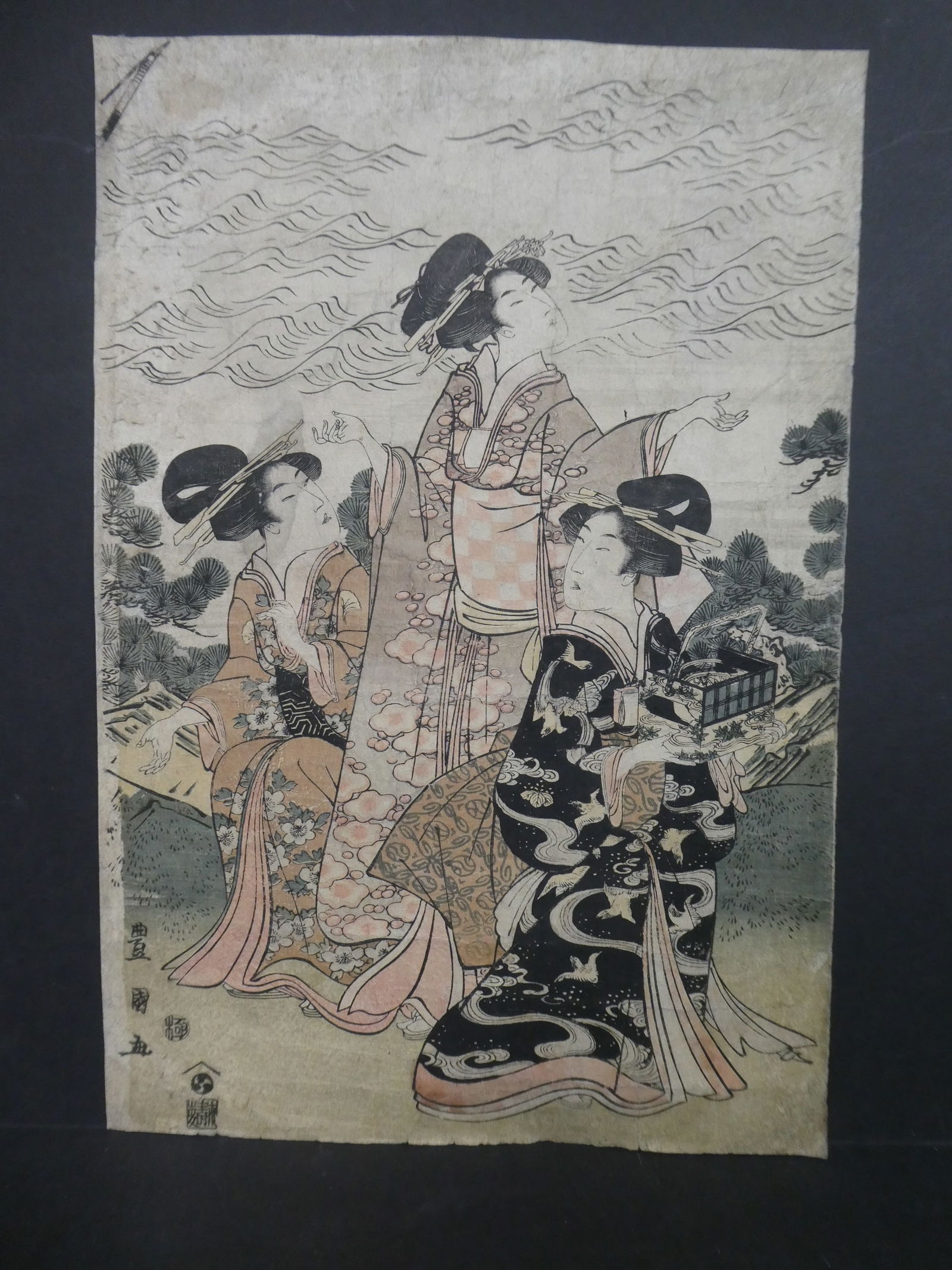 Original 18th Century Utagawa Toyokuni I Japanese Woodblock Print 3 Women (1 of 10)