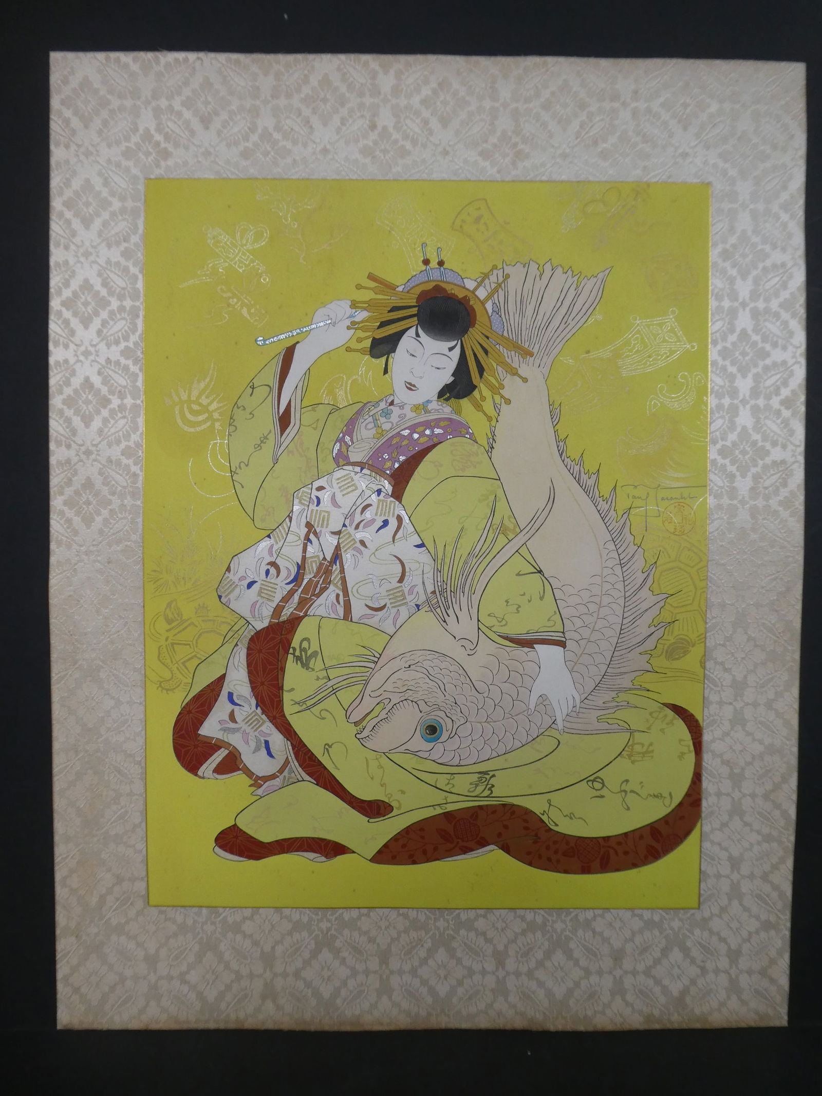 Vintage Paul Jacoulet Japanese Woodblock Print Ebisu God of Happiness: Vintage Paul Jacoulet Japanese Woodblock Print Ebisu God of Happiness. Unframed.. Measurements in inches: 21 x 16 Condition:Has mild foxing and toning Shipping:We offer in-house shipping. Item(s) will