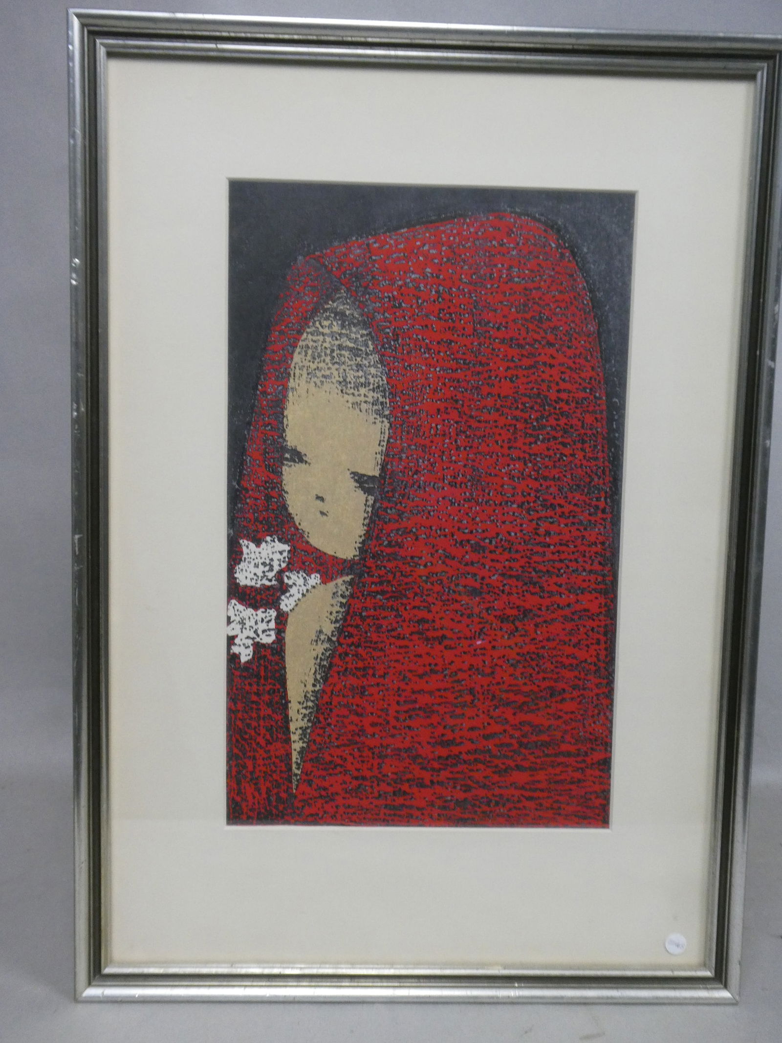 Mid-century Kaoru Kawano Japanese Woodblock Print Girl Statue: Mid-century Kaoru Kawano Japanese Woodblock Print Girl Statue. Framed under glass. Measurements in inches: 16 x 22, image: 9 x 14 1/2 Condition:Good with no problems Shipping:We offer in-house shippin