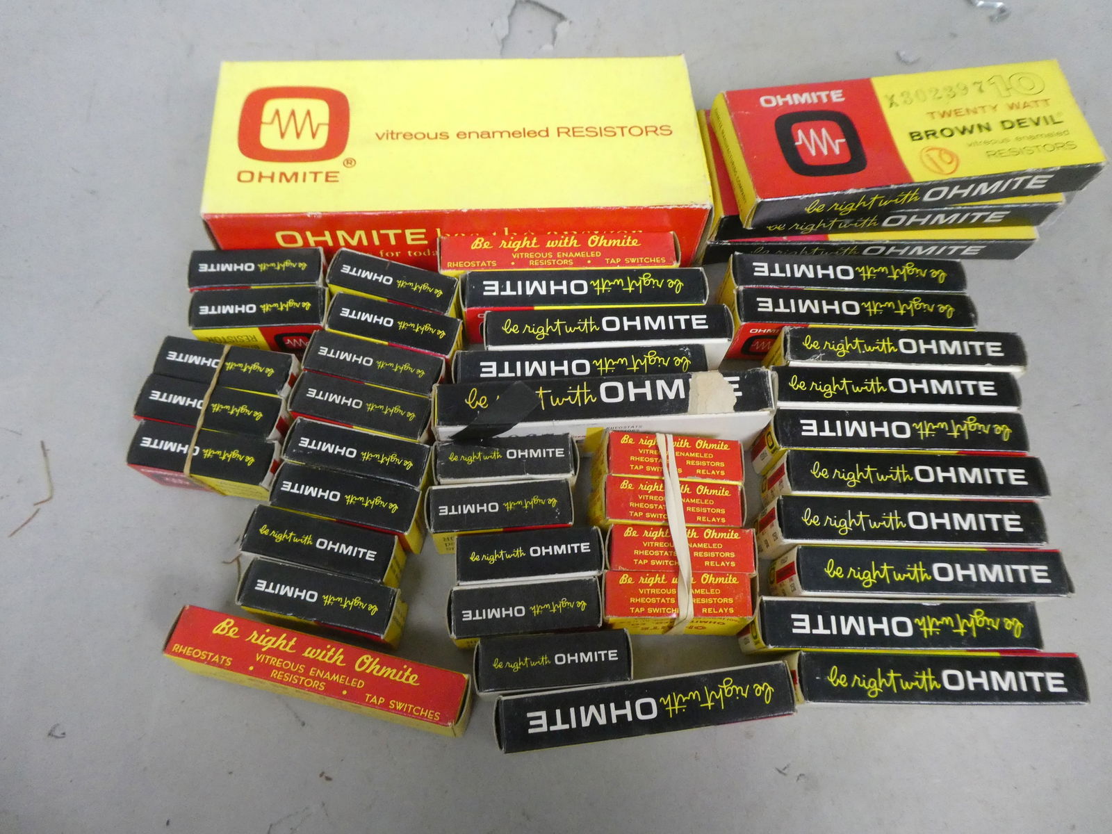 Lot NOS Never Used Ohmite Assorted Resistors in Boxes (1 of 6)