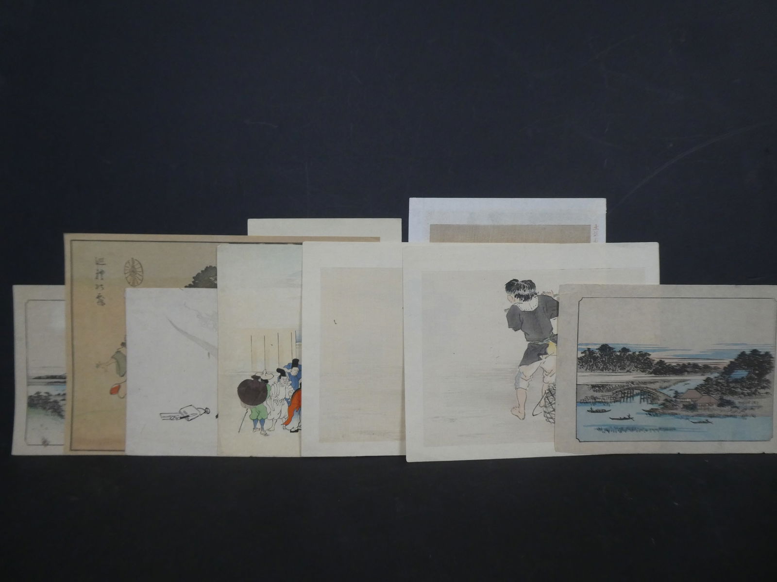 Original 19th Century Lot Assorted Meiji Bookplates Japanese Woodblock Prints (1 of 10)