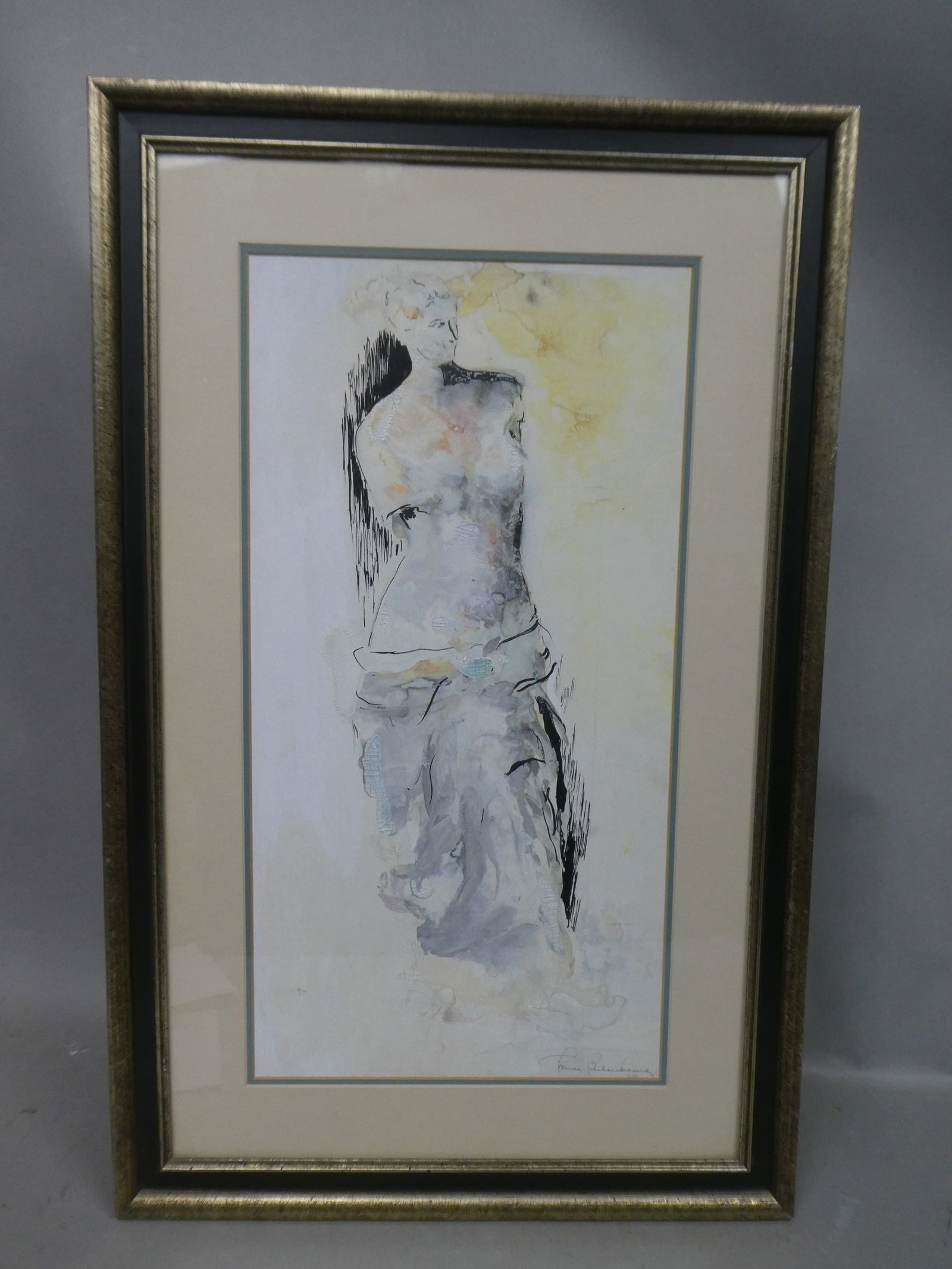 1964 MCM Signed Venus De Milo Watercolor Painting (1 of 12)