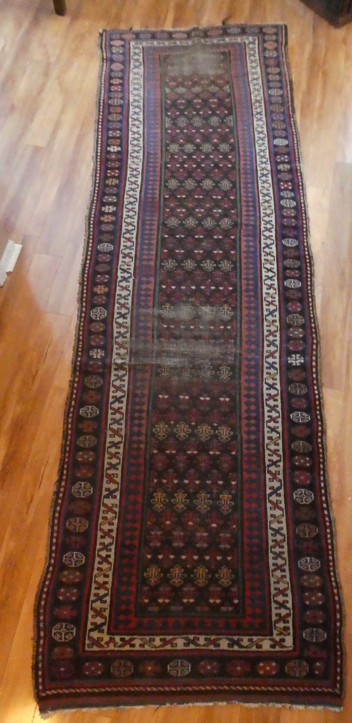 Antique 3x10 Handmade Shirvan Caucasian Runner Wool Carpet Rug (1 of 9)