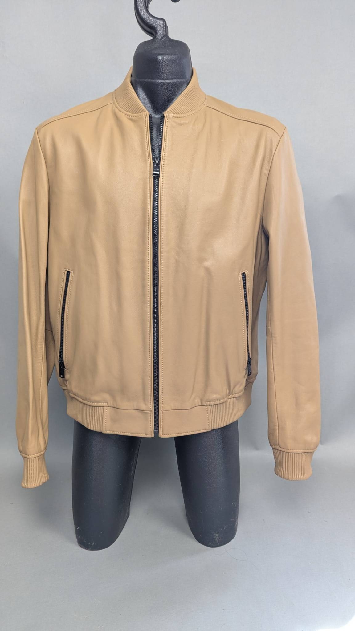 Hugo Boss Tan Leather Jacket, Size 54 (1 of 10)