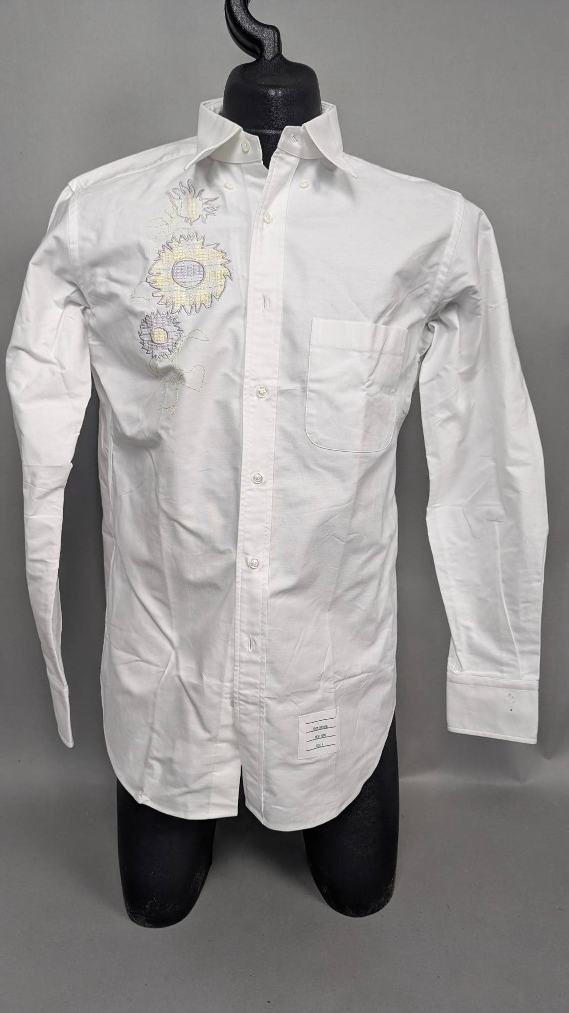 Thom Browne White Embroidered Cotton Shirt, Size 4 (1 of 8)