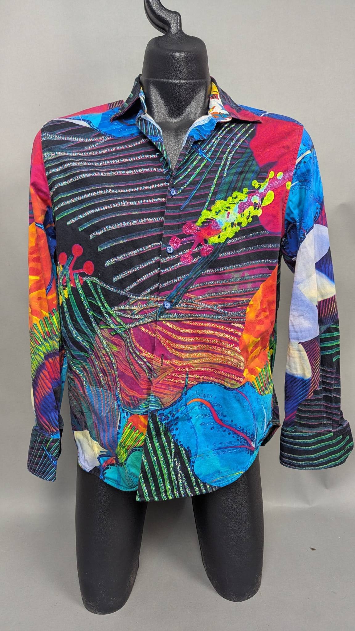 Robert Graham Mens Medium Long-Sleeve Shirt with Multicolor Abstract Design (1 of 7)