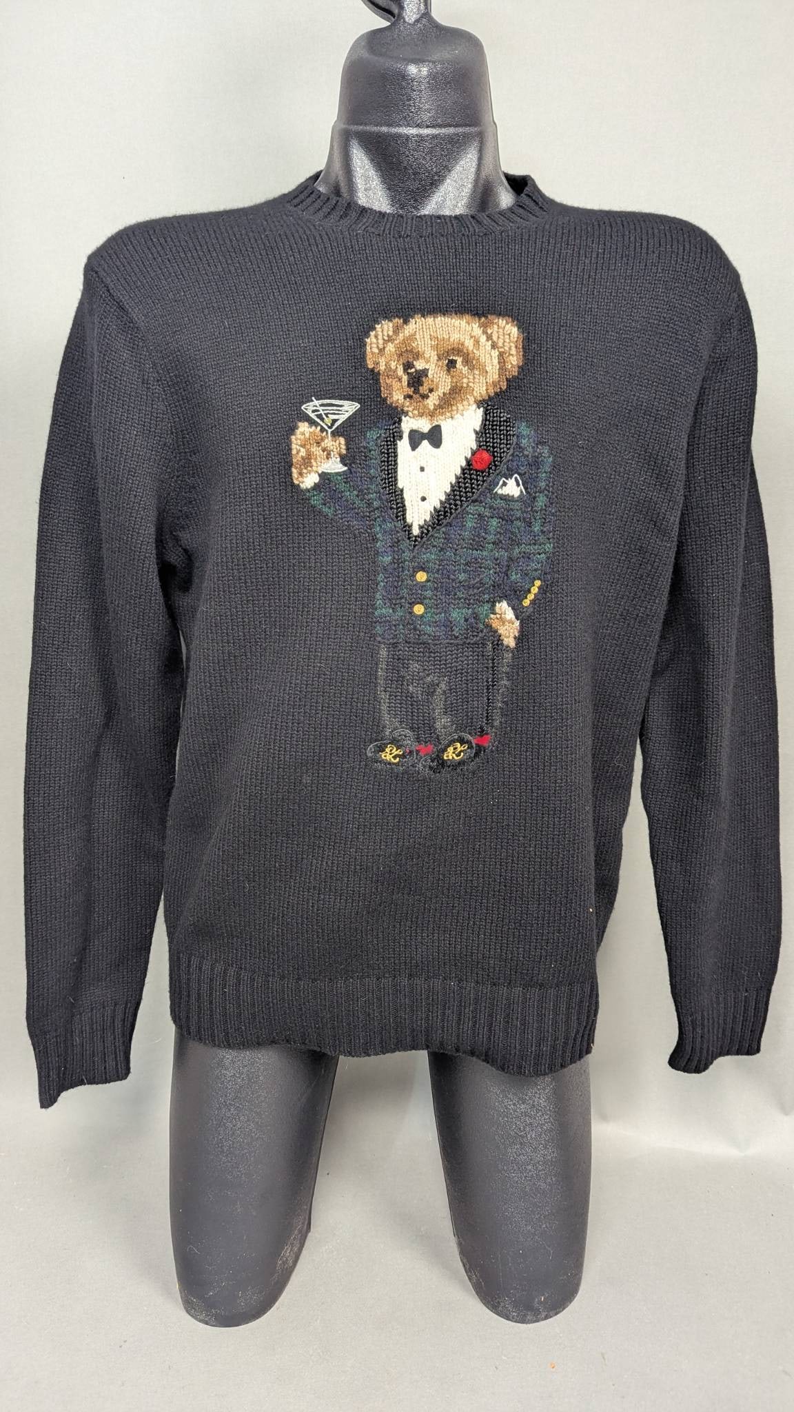 Polo Ralph Lauren Black Sweater with Bear Design (1 of 6)