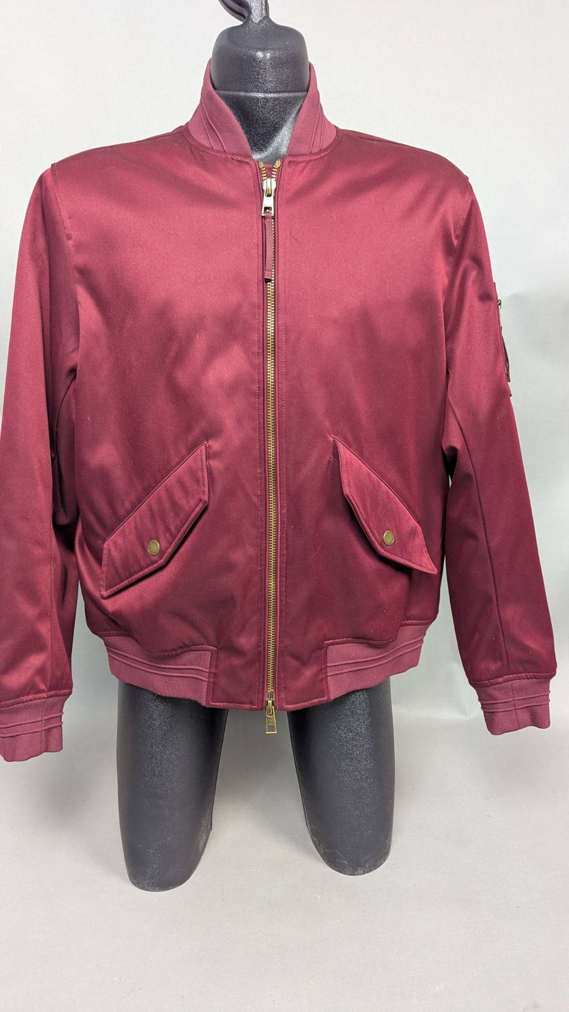 Michael Kors Mens Burgundy Bomber Jacket, Size XL (1 of 8)