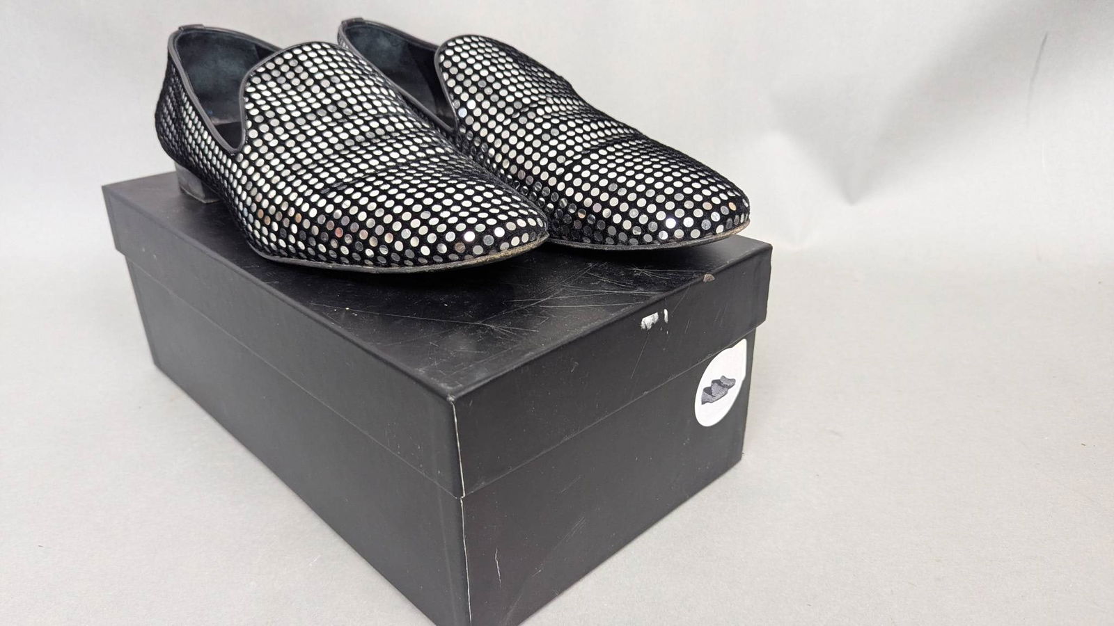 Versace Mens Black Glitter Slip-On Loafers with Box (Size 44) (1 of 8)