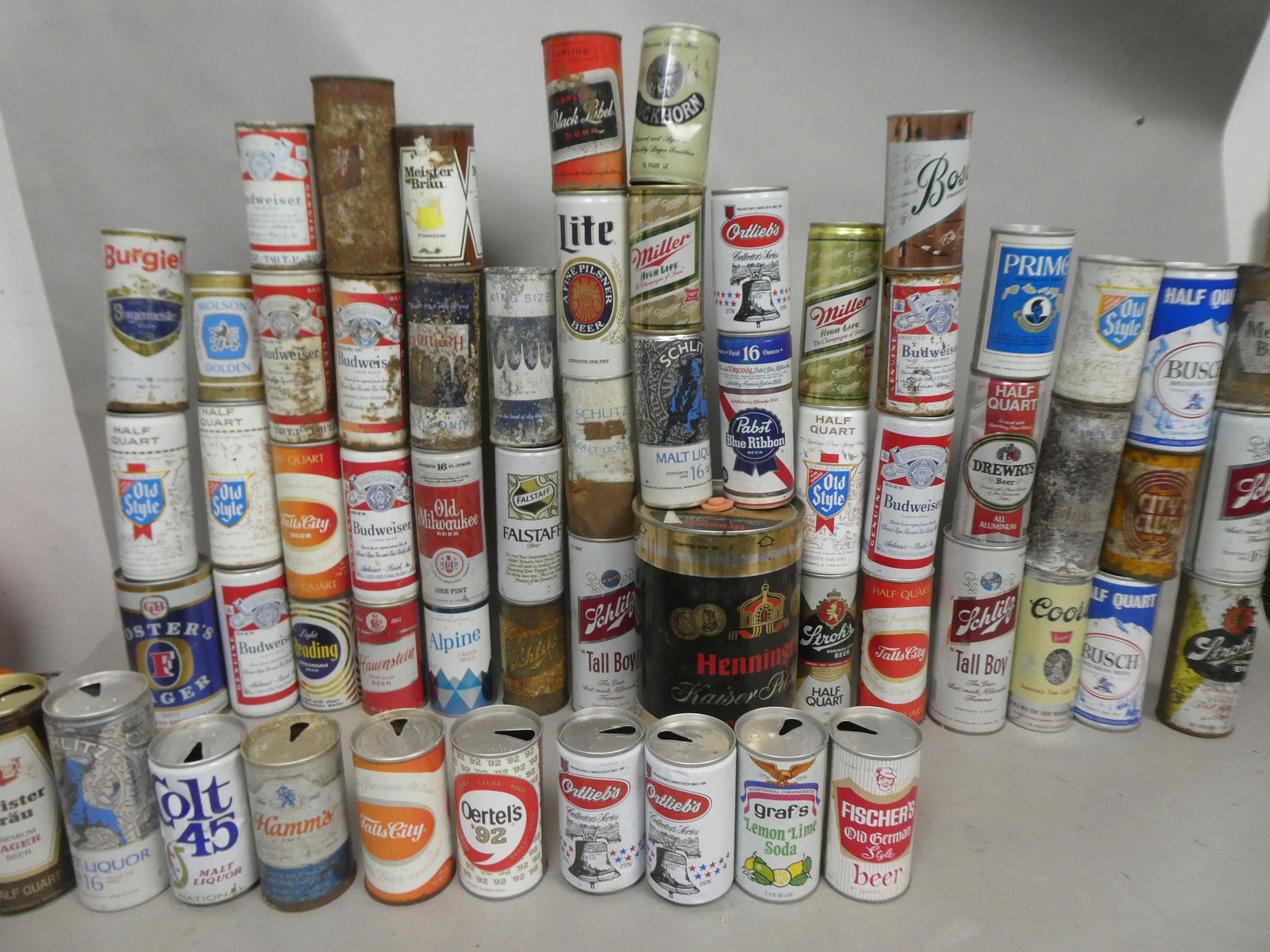 Large Lot 60 Assorted Vintage Beer Cans Tall Cans Busch Falstaff Stroh's etc (1 of 14)