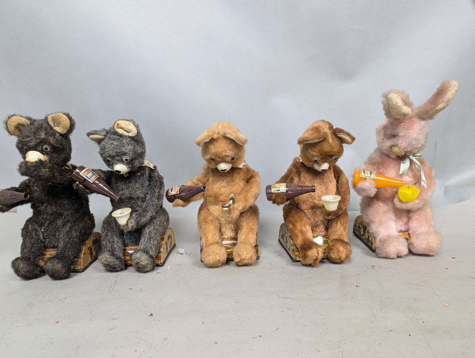 Alps Battery-Operated Lot of 5 Plush AnimalsÂ  Pouring Drinks 4 Bears & a Rabbit (1 of 8)