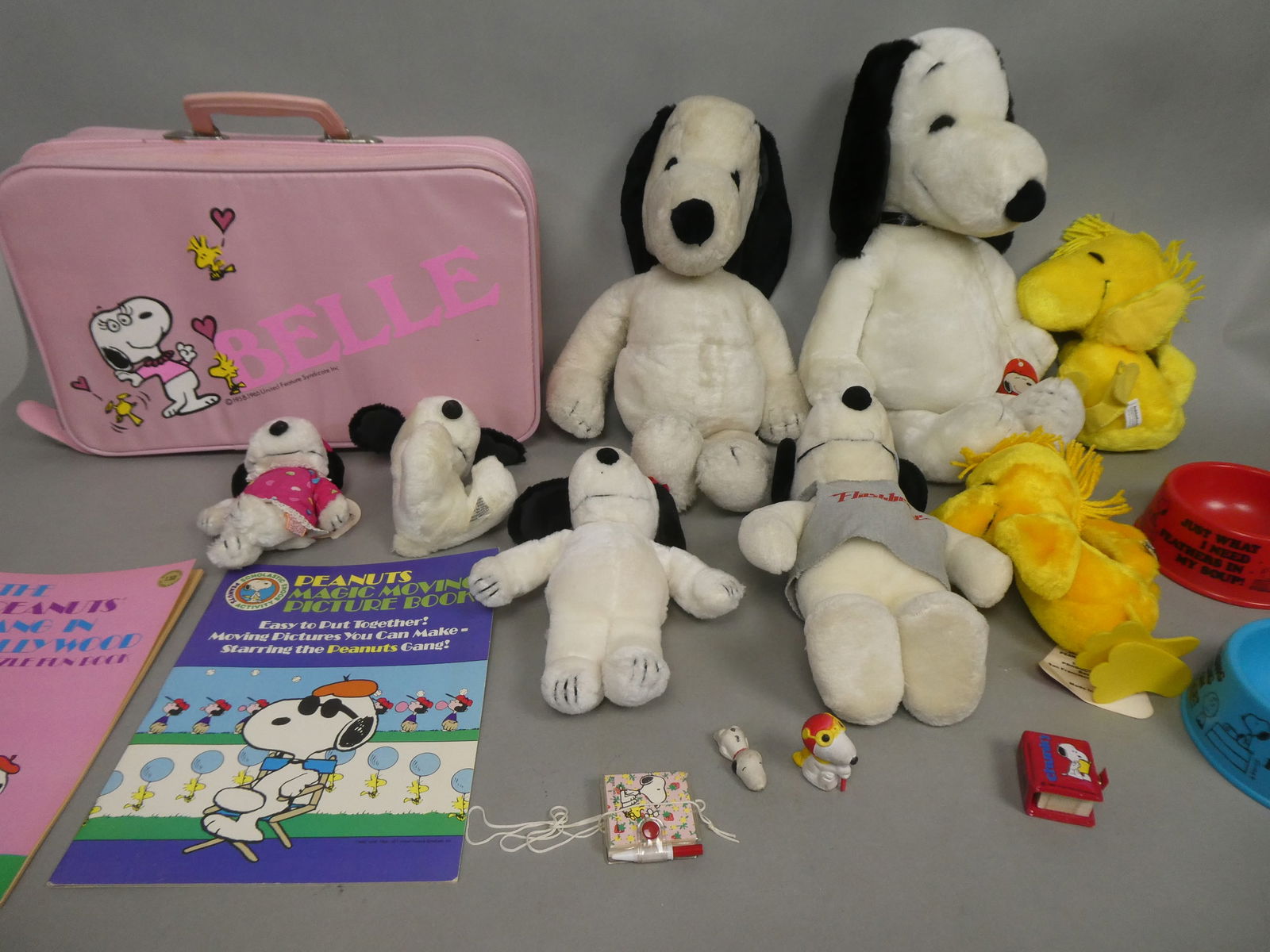 Lot 1950's Peanuts Plush Dolls Suitcase Books Dog Bowls& More (1 of 13)