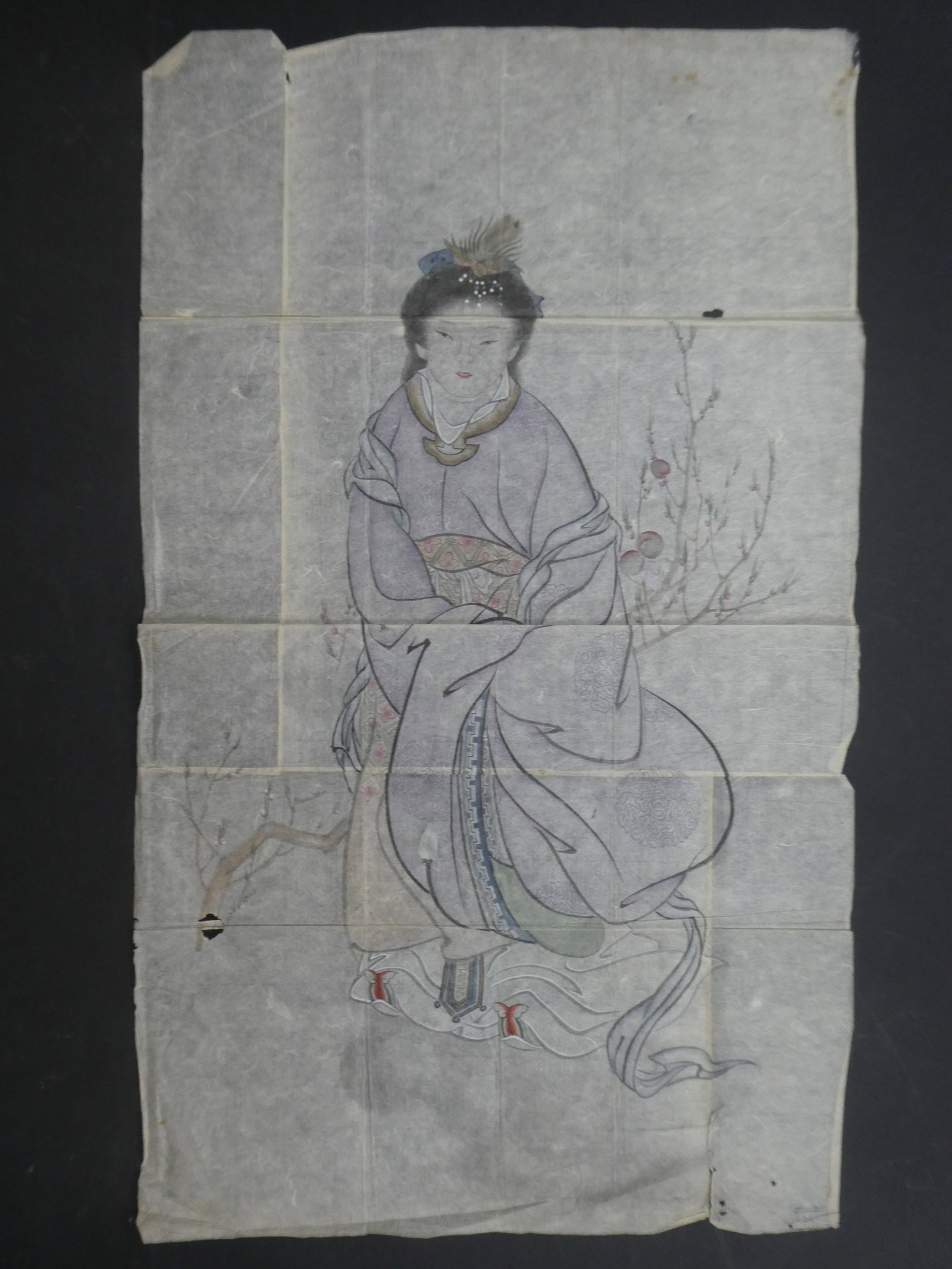 Vintage Chinese Queen Mother of the West Painting on Paper: Vintage Chinese Queen Mother of the West Painting on Paper. Unframed.. 16 x 27. Has tears, holes, creases, and foxing Shipping:We offer in-house shipping. Item(s) will be packed after invoice is paid 
