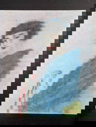 Pastel Drawing of a Japanese Woman Signed