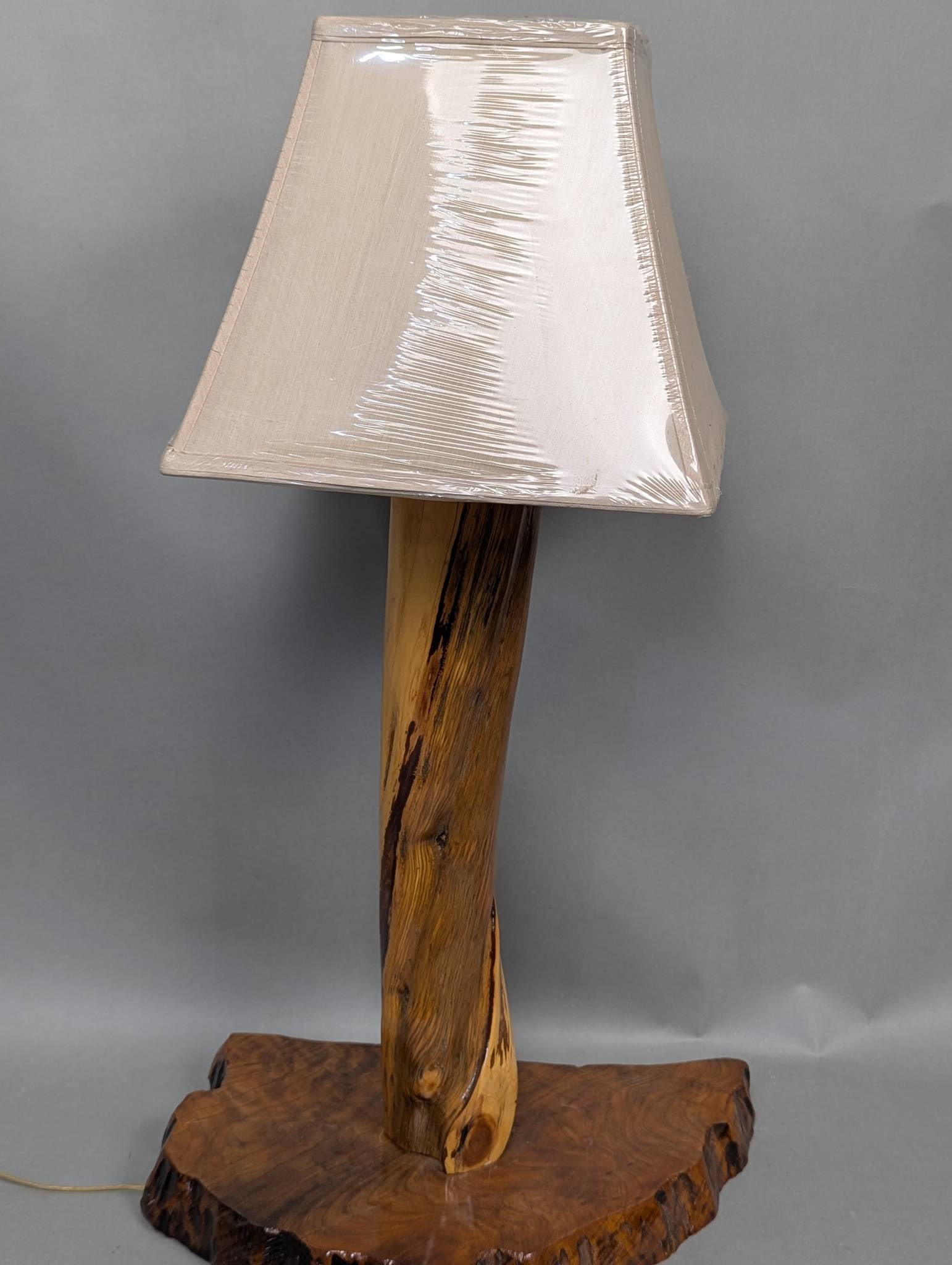 Rustic Live Edge Wooden Table Lamp with Shade (1 of 6)