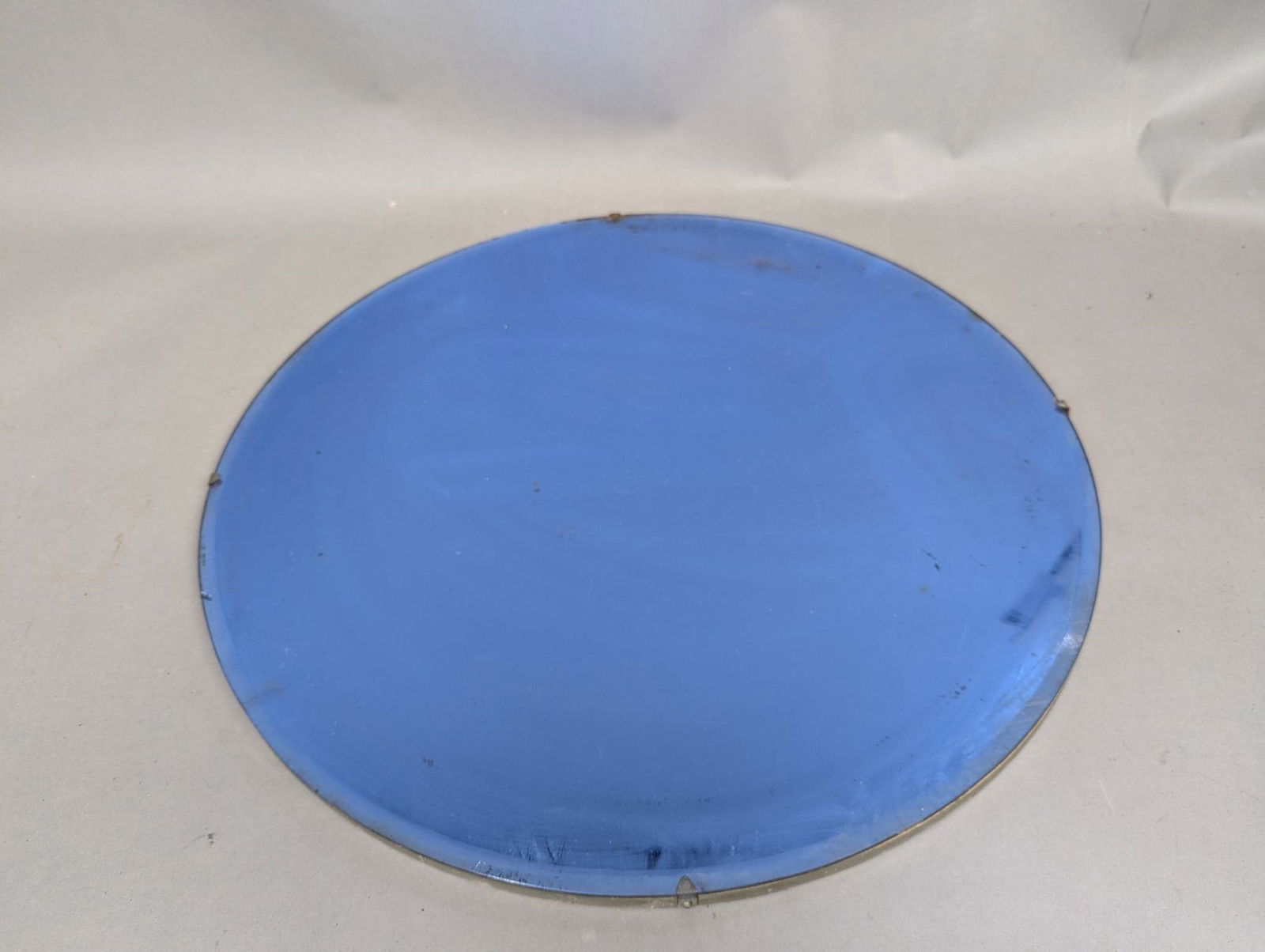 Art Deco Blue Glass Mirror c 1930sÂ  24 Inch Diameter (1 of 5)