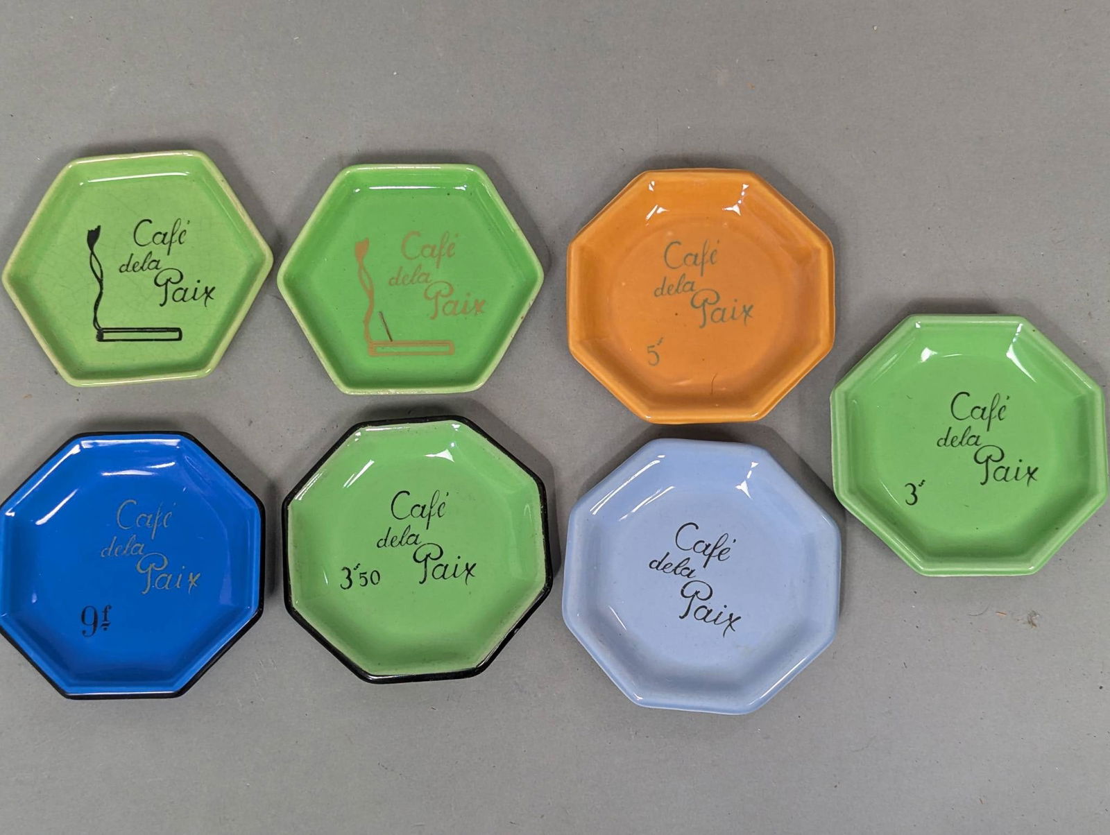 Lot of 7 Art Deco Ceramic Plates Cafe de la Paix (1 of 9)