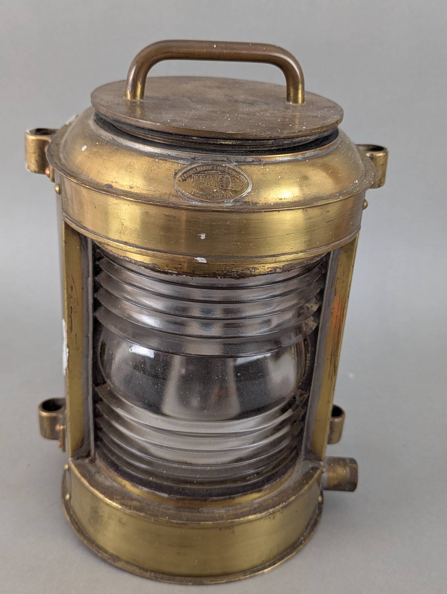 Antique Vintage Perkins Perko Delite Brass Marine Maritime Lantern Hanging (1 of 8)