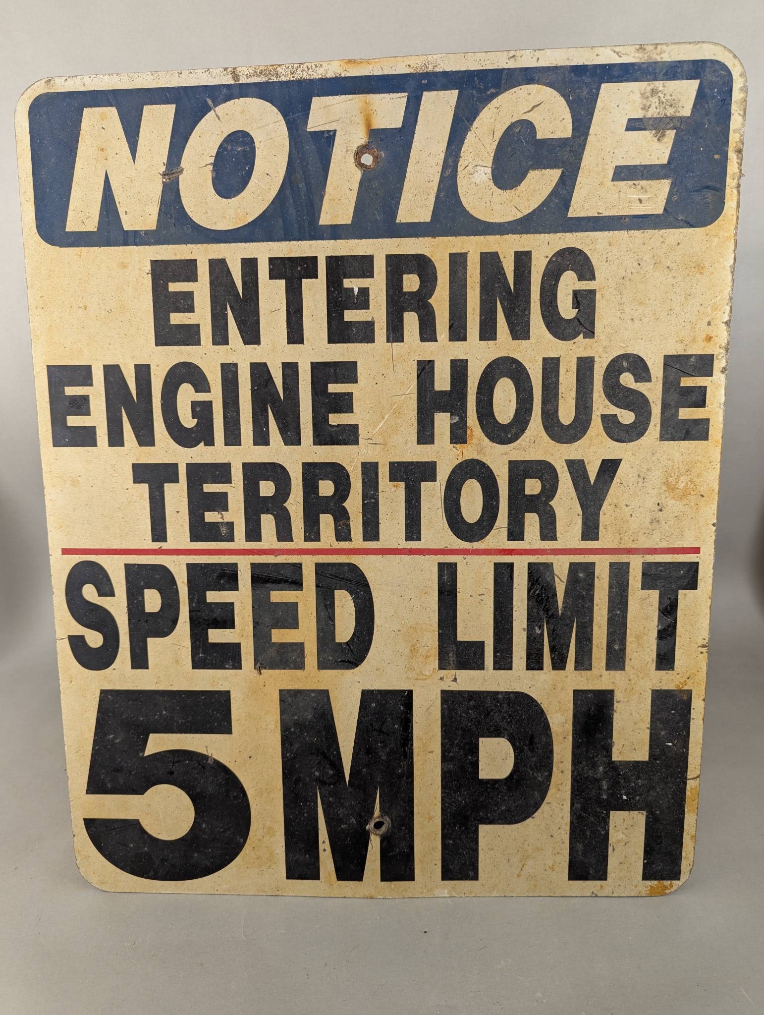 Notice Entering Engine House Territory Speed Limit 5 MPH Sign (1 of 5)
