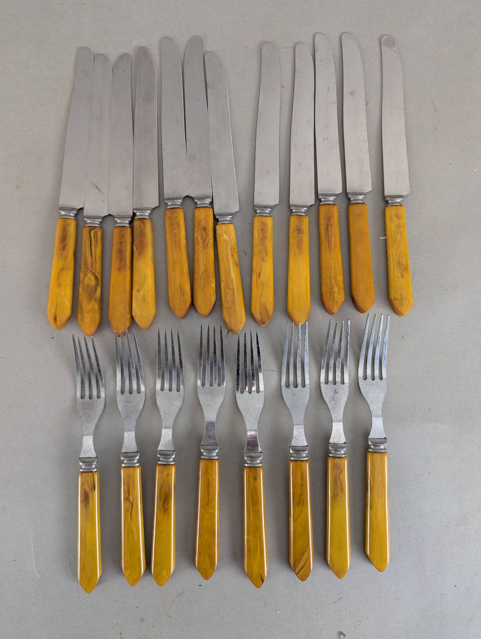 Set of 10 Stainless Steel Knives and Forks with Bakelite Handles (1 of 6)