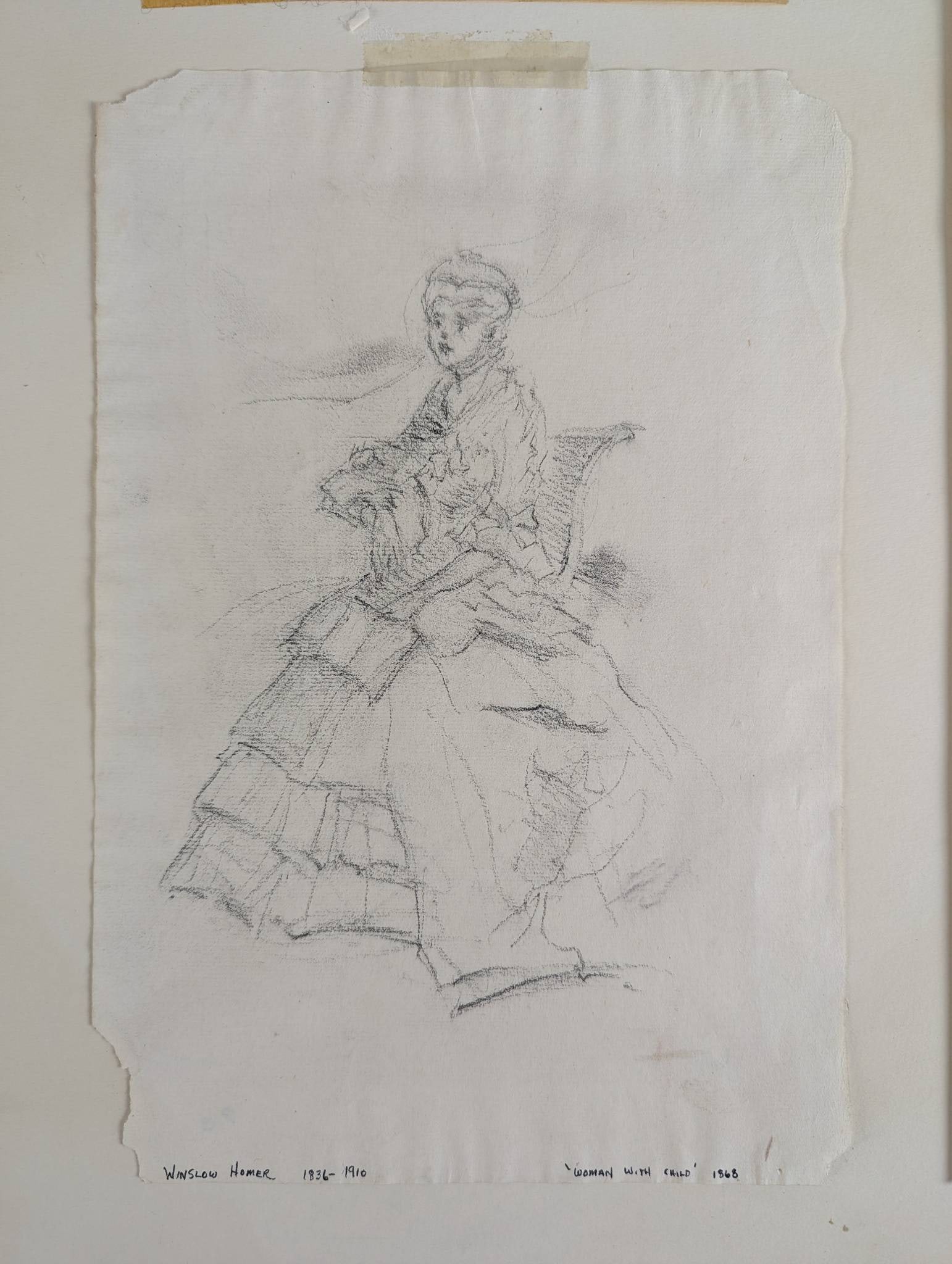 Winslow Homer Pencil Drawing Woman with Child 1868 (1 of 9)
