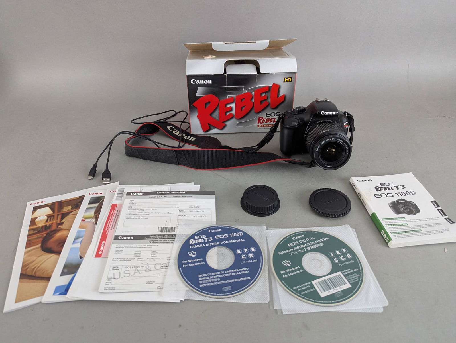 Canon EOS Rebel T3 Digital Camera Kit With Lens And Manuals (1 of 10)