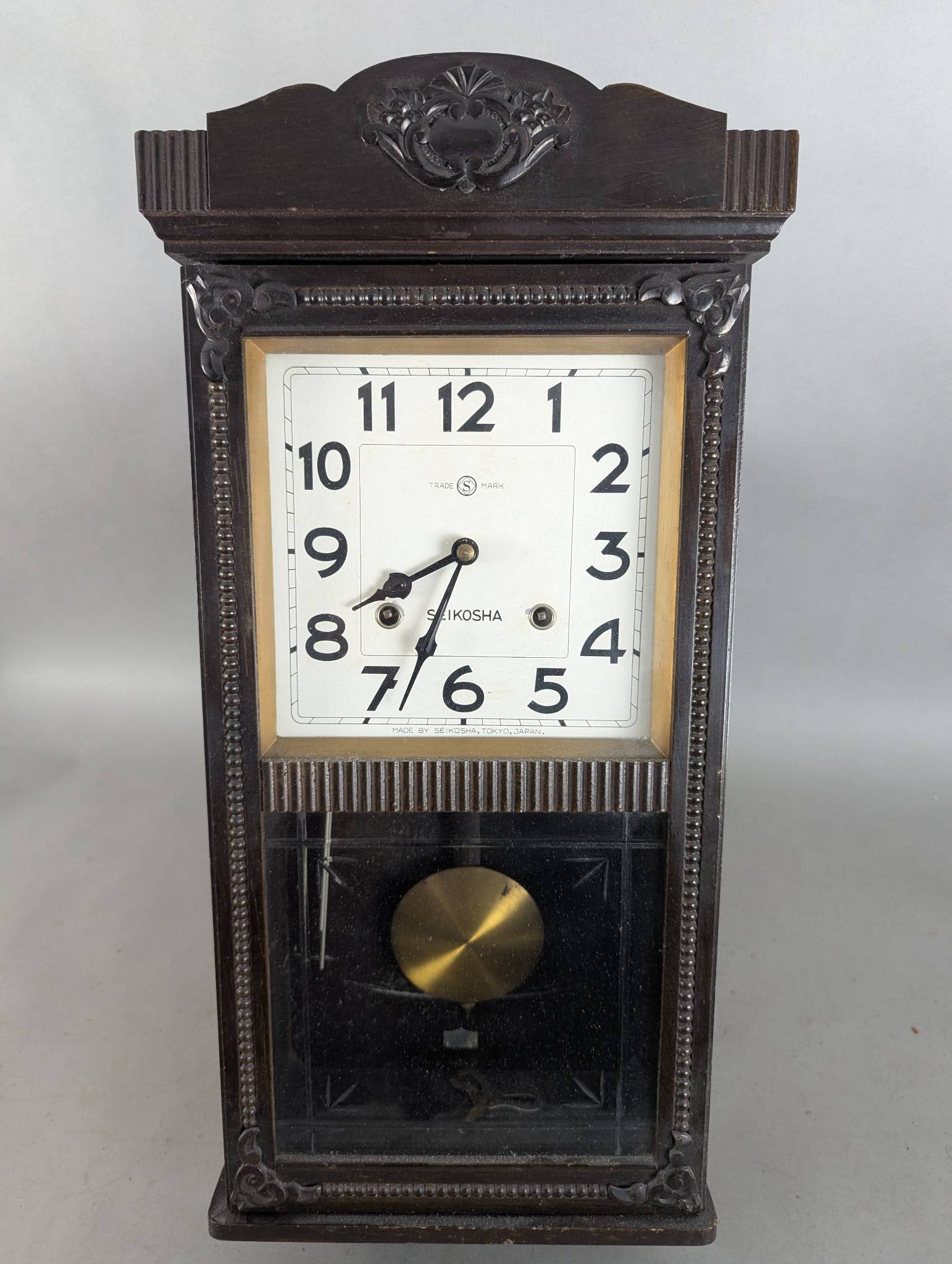 Seikosha Japan Wooden Wall Clock With Pendulum (1 of 8)