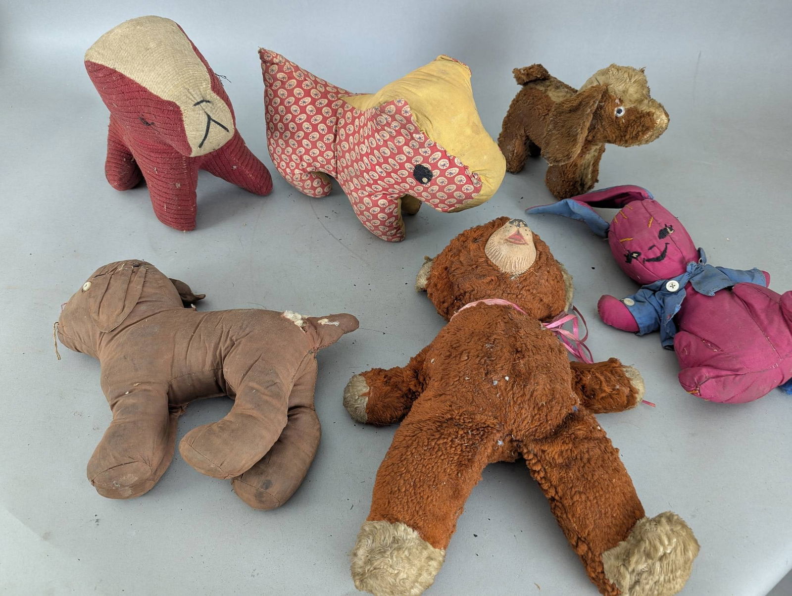 Collection of Seven Antique Fabric and Plush Stuffed Animals (1 of 7)
