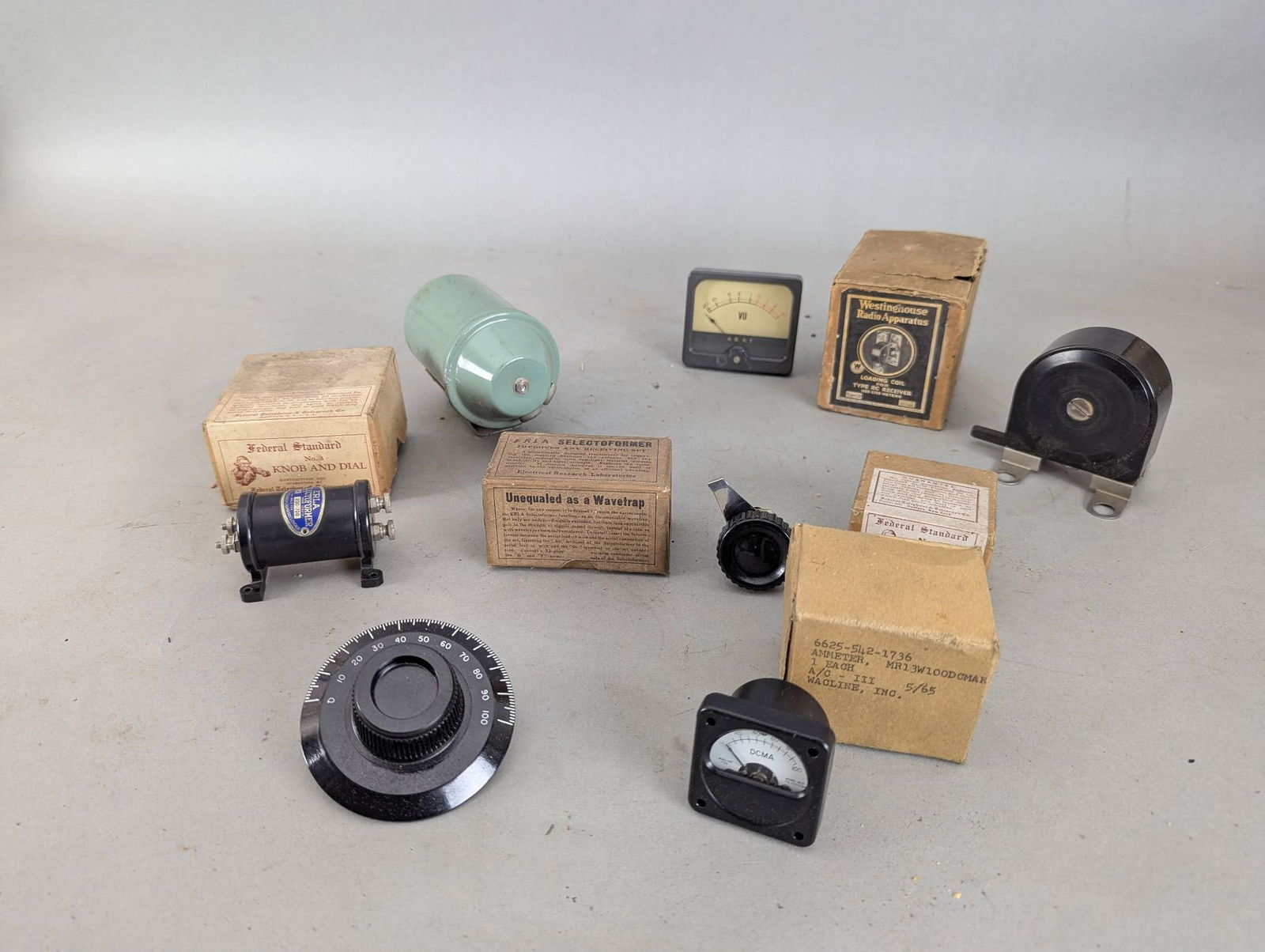 Collection of Vintage RadioÃ‚Â  Electrical Components and Meters (1 of 8)
