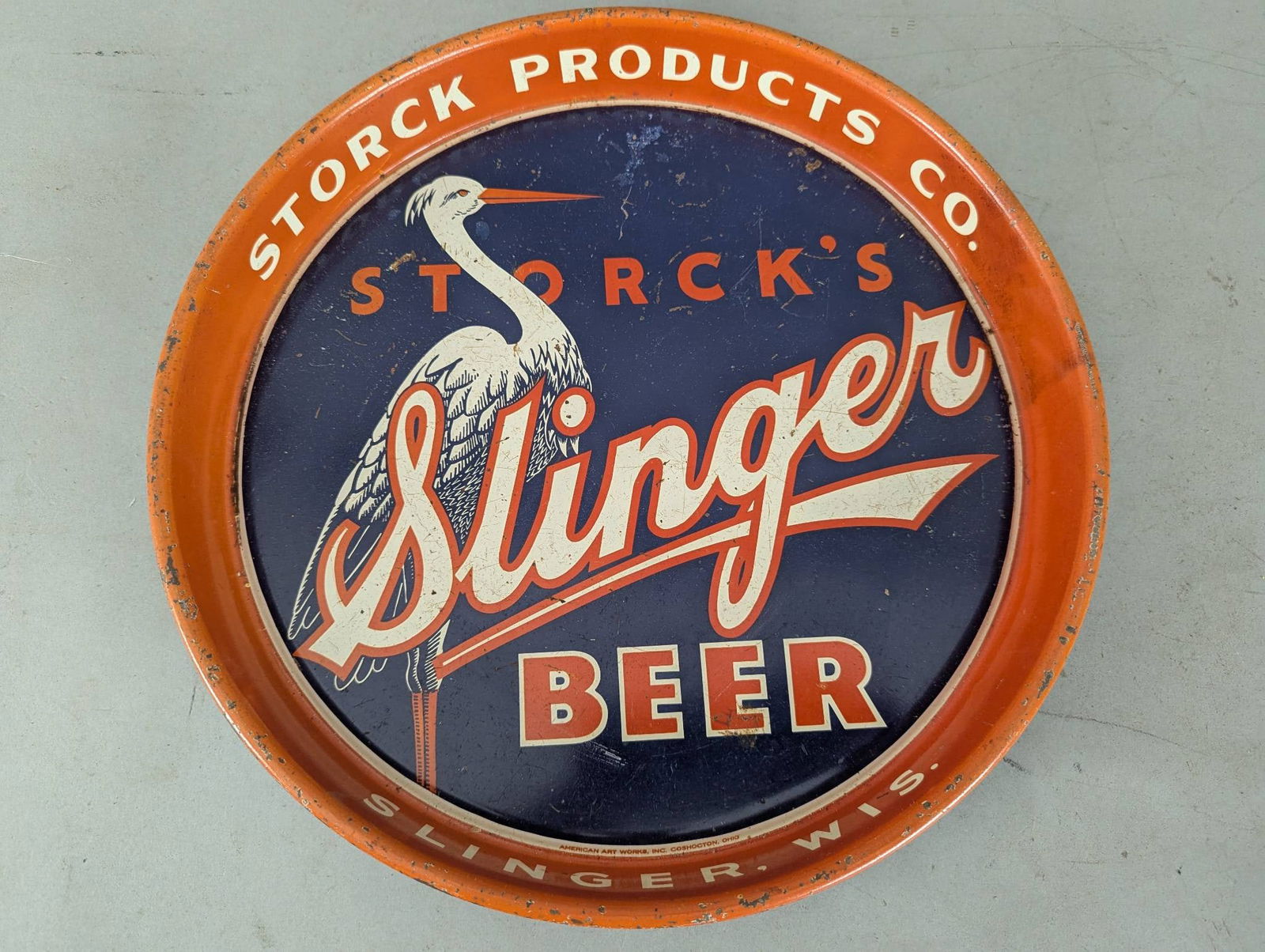 Antique Storck Products Co Slinger Beer Metal Tray with Stork Design (1 of 3)