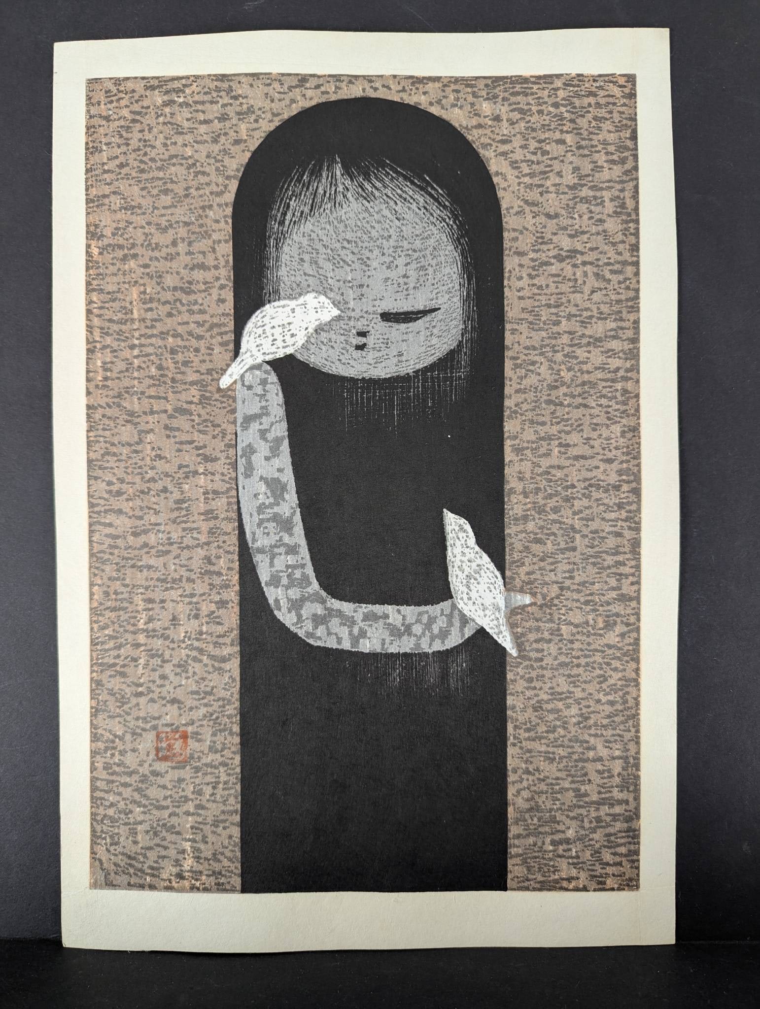 Japanese Woodblock Print by Kaoru Kawano Depicting Small Birds (1 of 10)