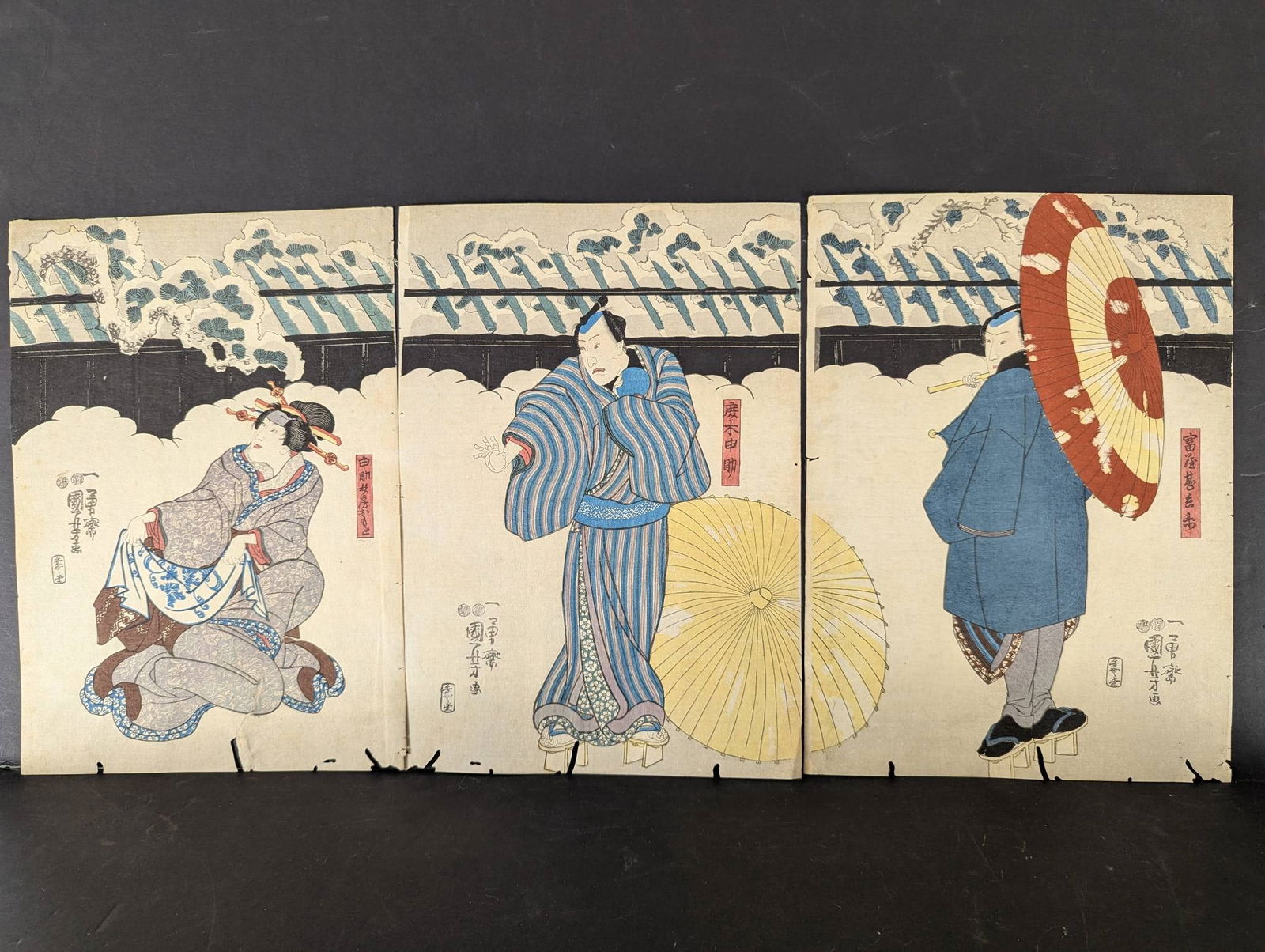 Original Japanese Woodblock Print by Utagawa Kuniyoshi in Triptych Format (1 of 11)