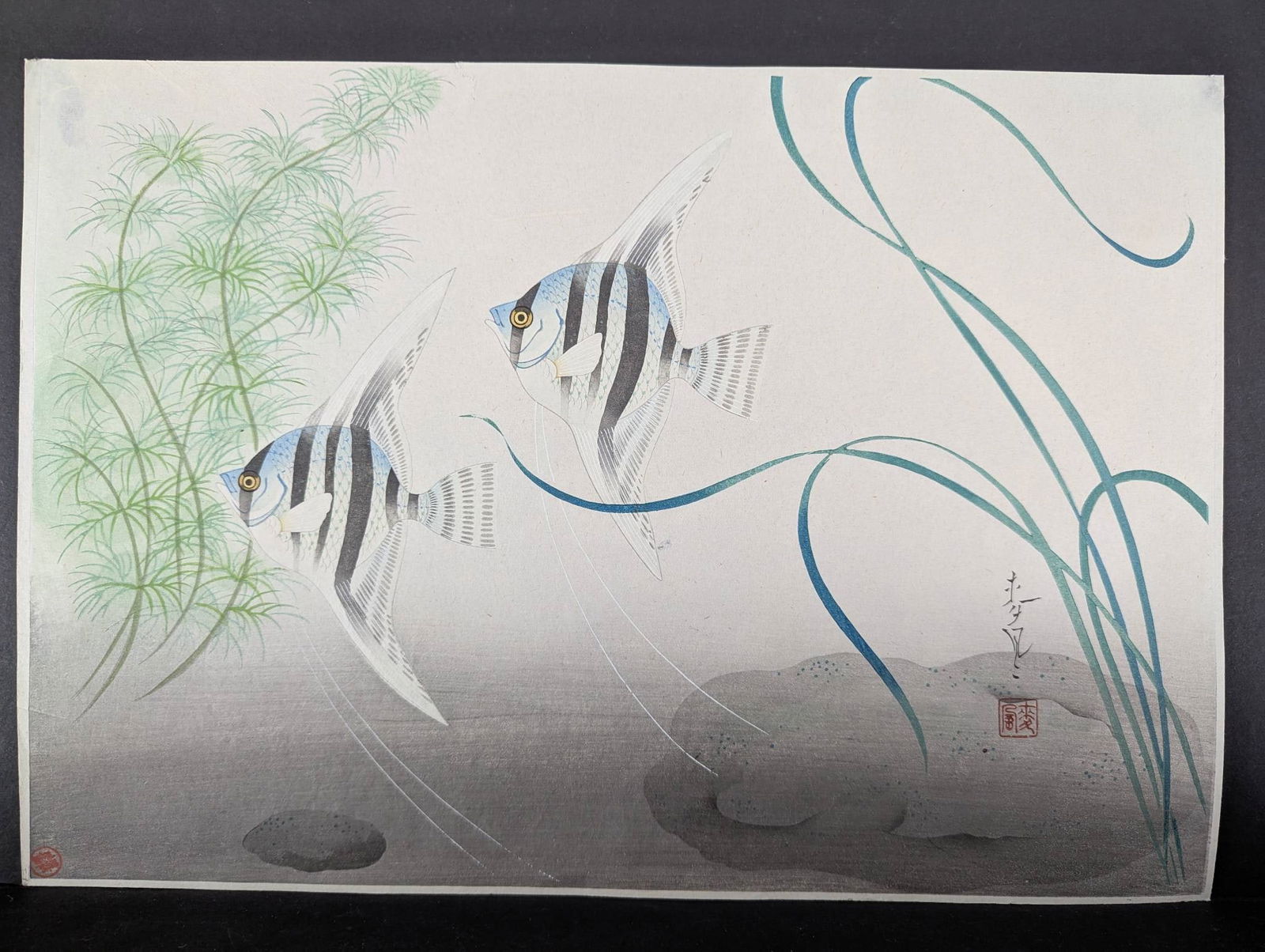 Japanese Woodblock Print by Bakufu Ohno Featuring Angel Fish (1 of 11)
