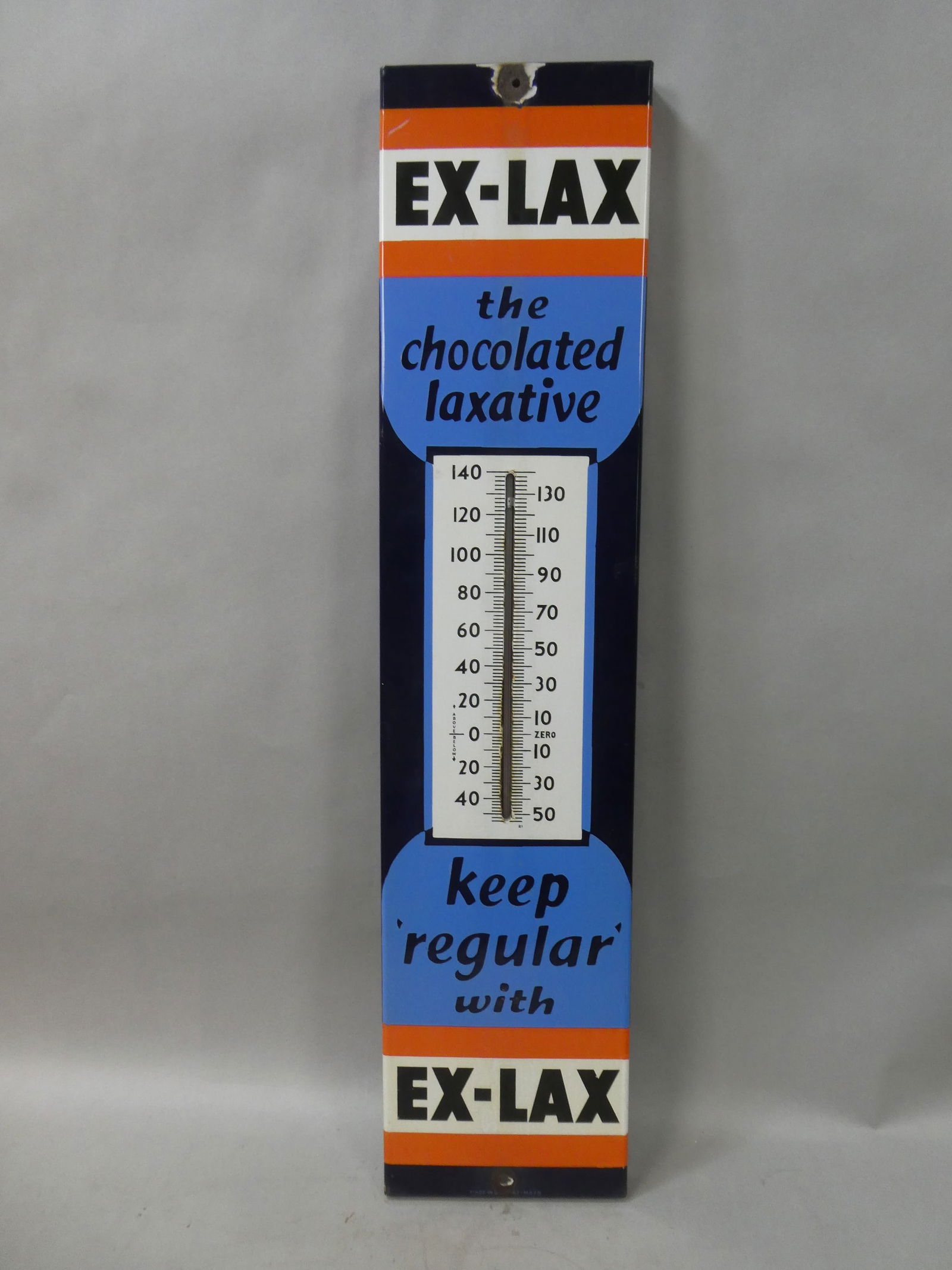 Vintage Ex-Lax Enamel Porcelain Thermometer Advertising Sign (1 of 6)