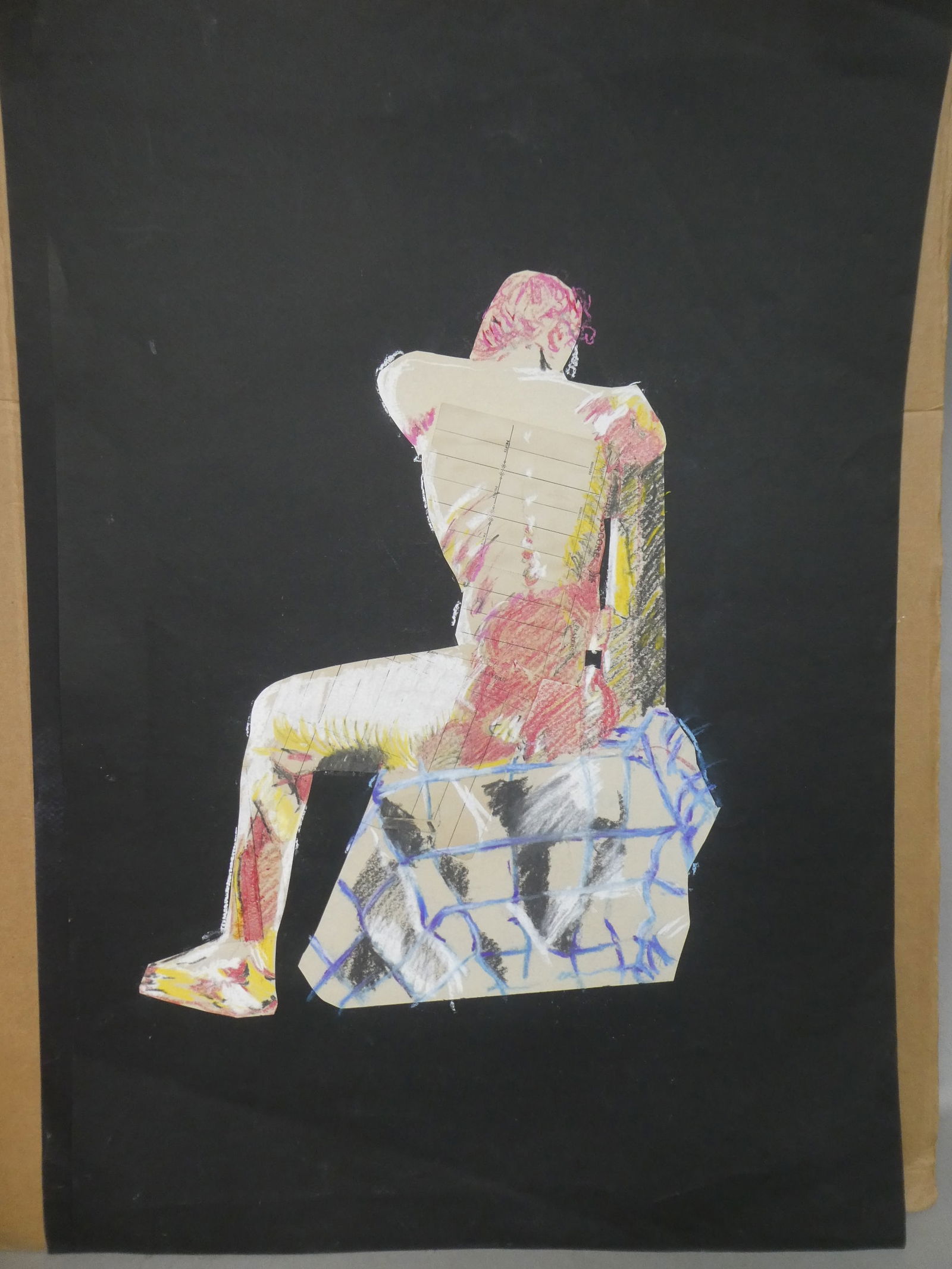 Unsigned Vintage Abstract Pastel Painting on Paper Bizarre Figural Study Image (1 of 7)