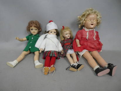 Lot 4 Vintage Composition Dolls Mary Hoyer Madame Alexander & Shirley Temple: Lot 4 Vintage Composition Dolls Mary Hoyer Madame Alexander & Shirley Temple. 13, 14, 16 and 19. Normal wear with age and use. Eyes on Shirley Temple are stuck Shipping: Local pick-up or buyer-arrange