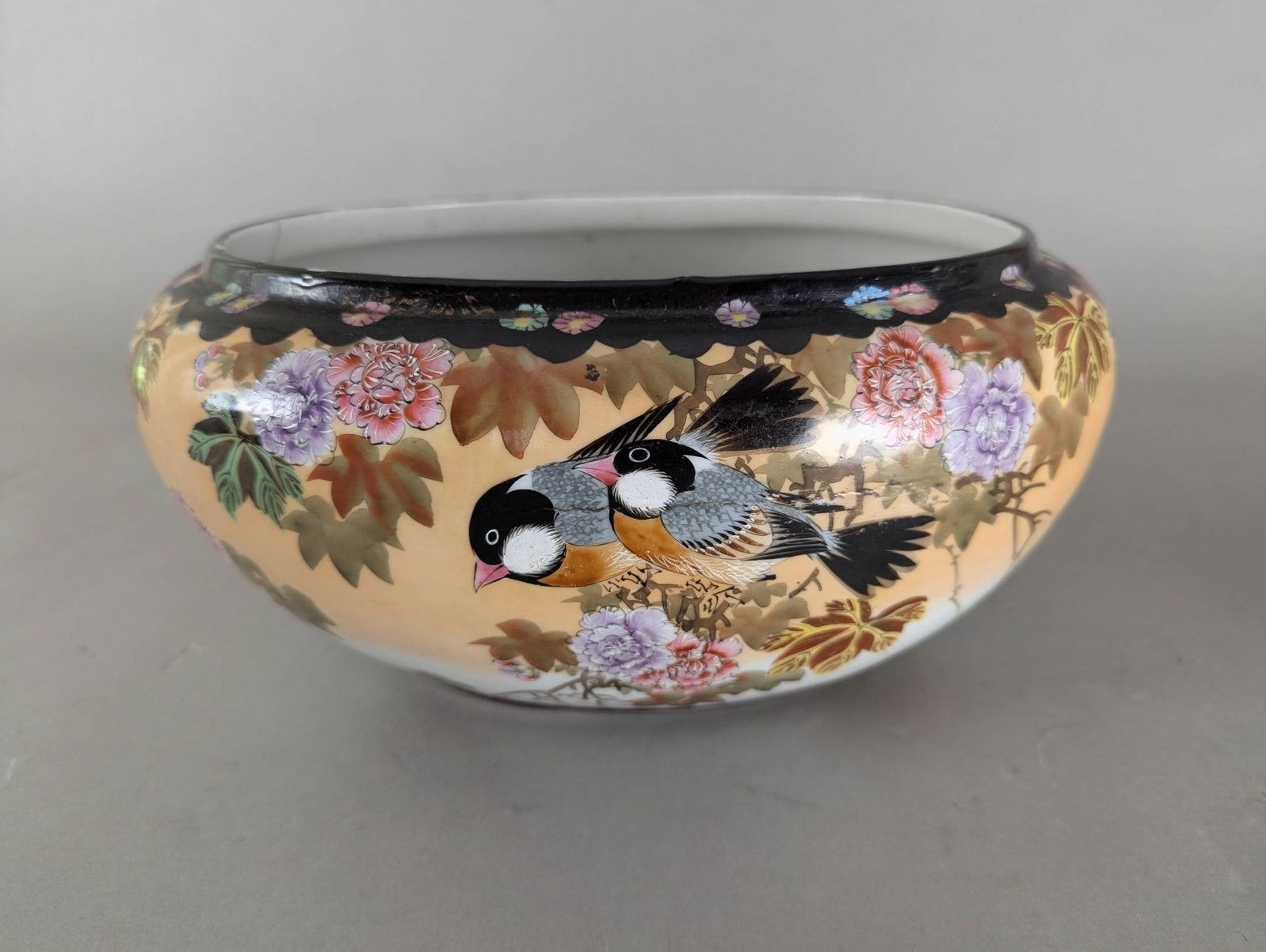 Japanese Ceramic Bowl with Floral and Bird Motif (1 of 7)