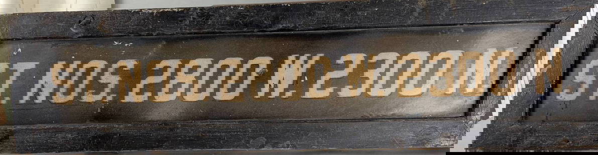 Chicago CTA Porcelain Sign California St NOS 2800 W 2300 N: Chicago CTA porcelain sign featuring the street names and numbers California St NOS 2800 W 2300 N. The sign has a black wooden frame and displays a vintage style with visible wear, scratches, and chip
