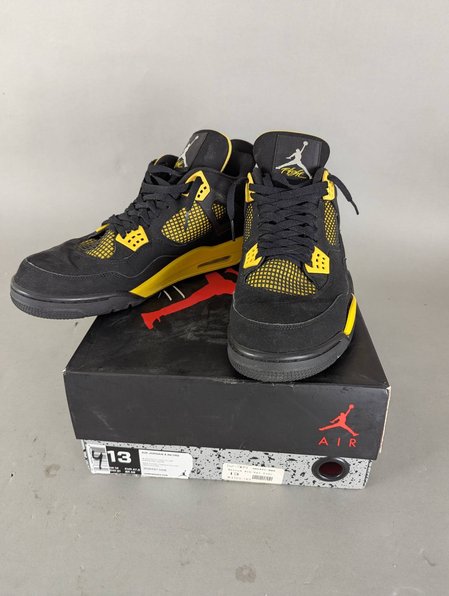 Air Jordan 4 Retro Black and Yellow with Original Box Size 13 (1 of 7)