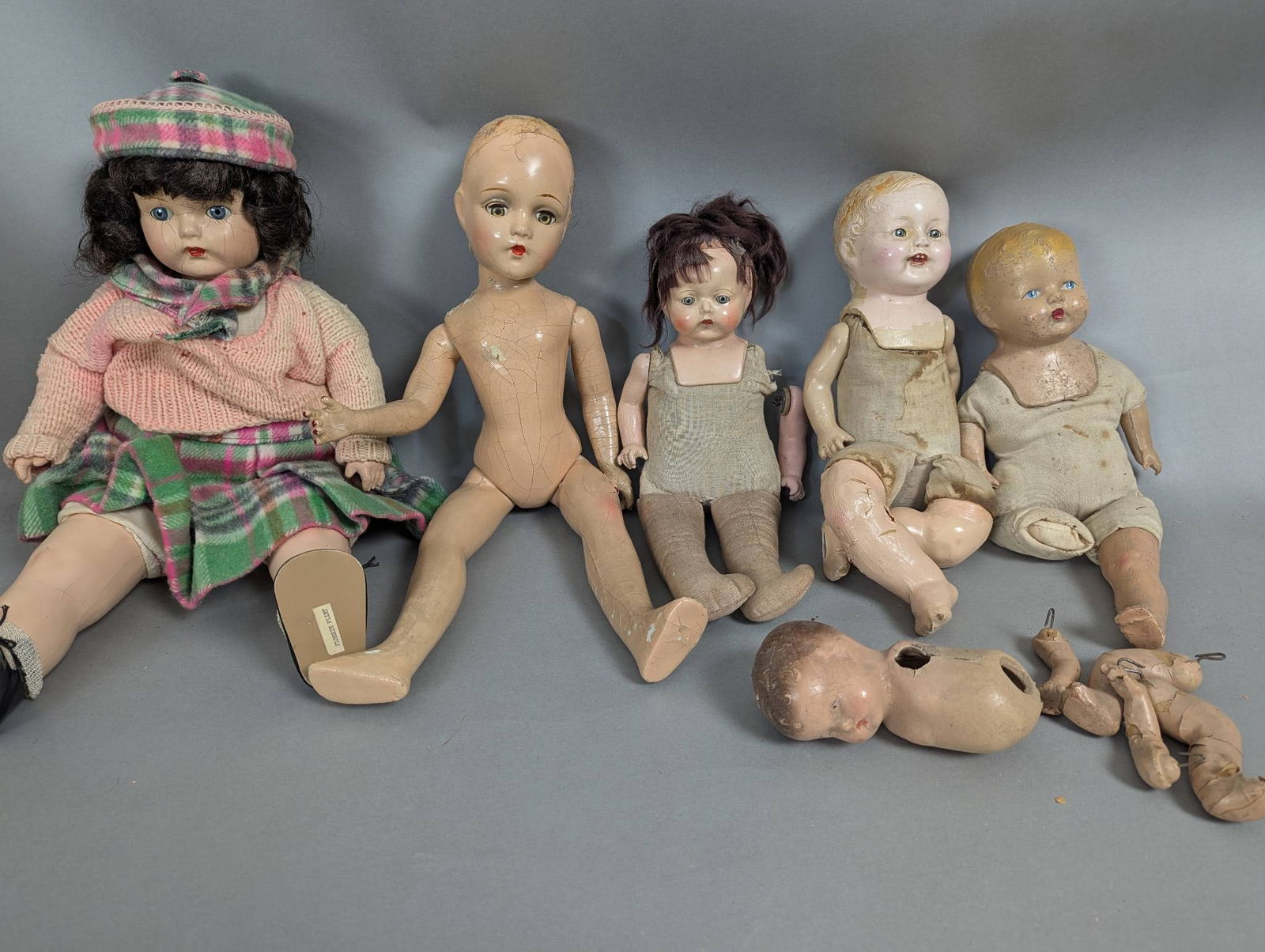 Six Composition Antique DollsÂ  (1 of 10)