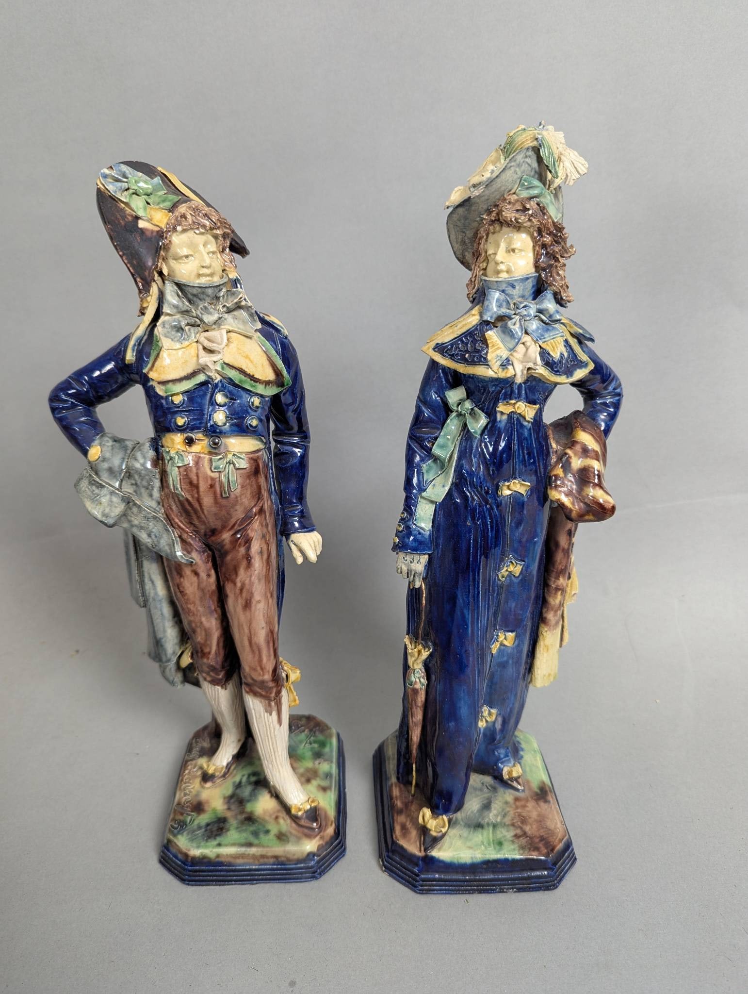 19th-Century German Majolica Figurines Depicting Lady and Gentleman (1 of 9)