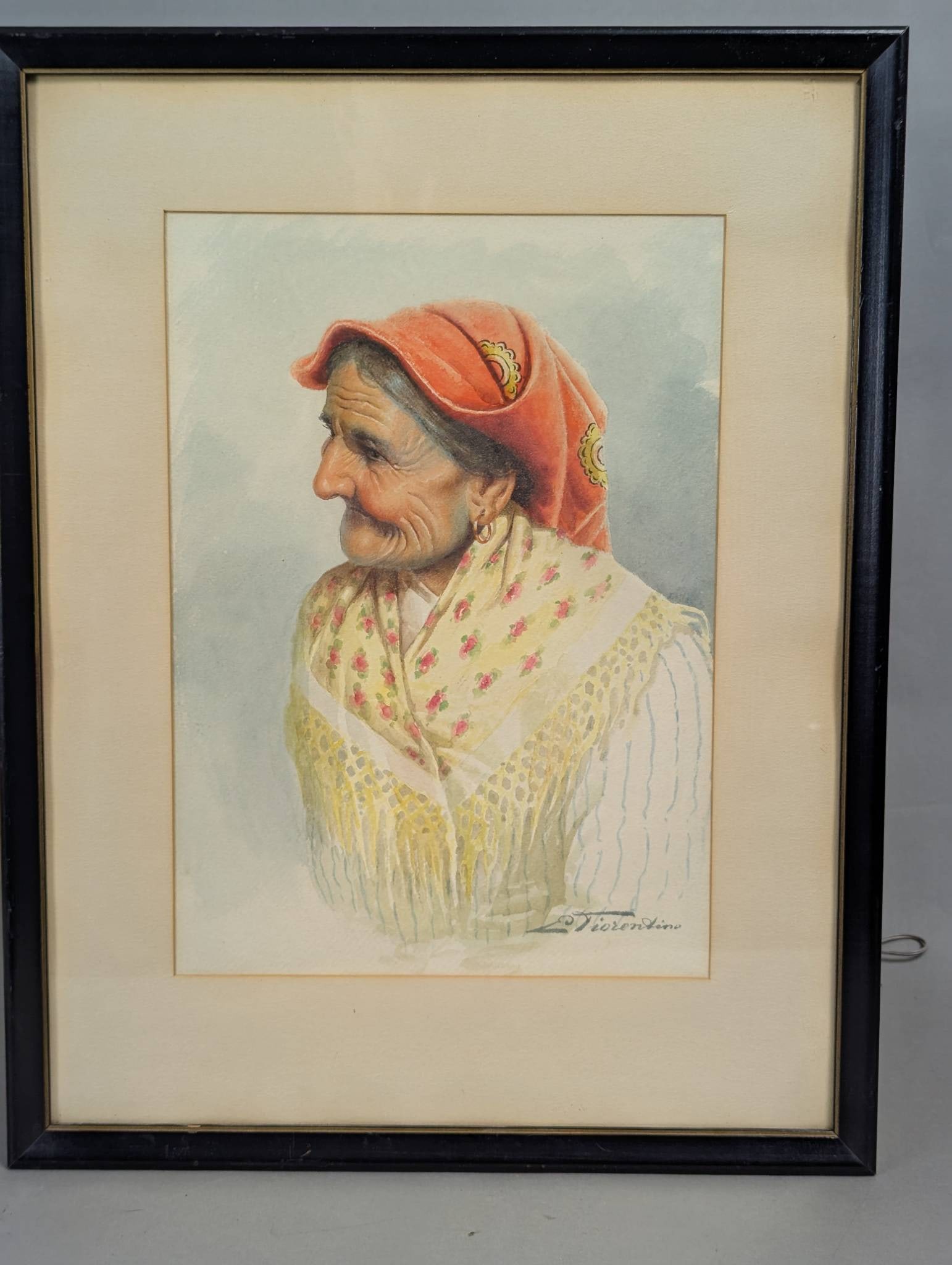 Watercolor Portrait of Neapolitan Italian Grandma by E Fiorentino (1 of 13)